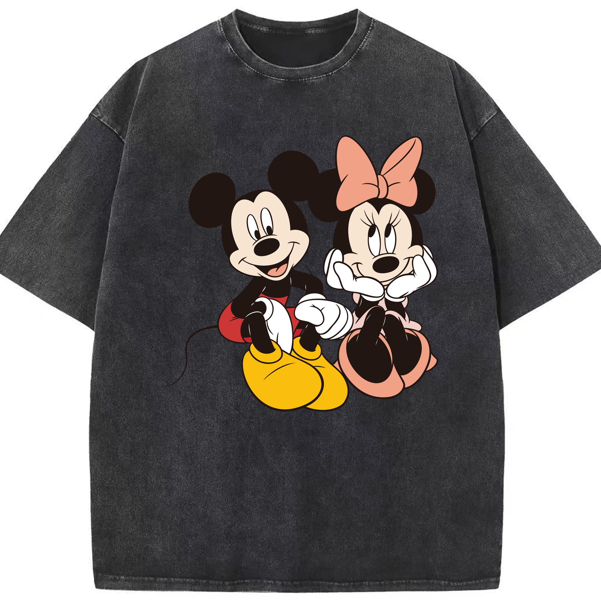 （画像用） ミッキーマウス Mickey Mouse 綿100% ヴィンテージ風 半袖Tシャツ（フロントプリント）