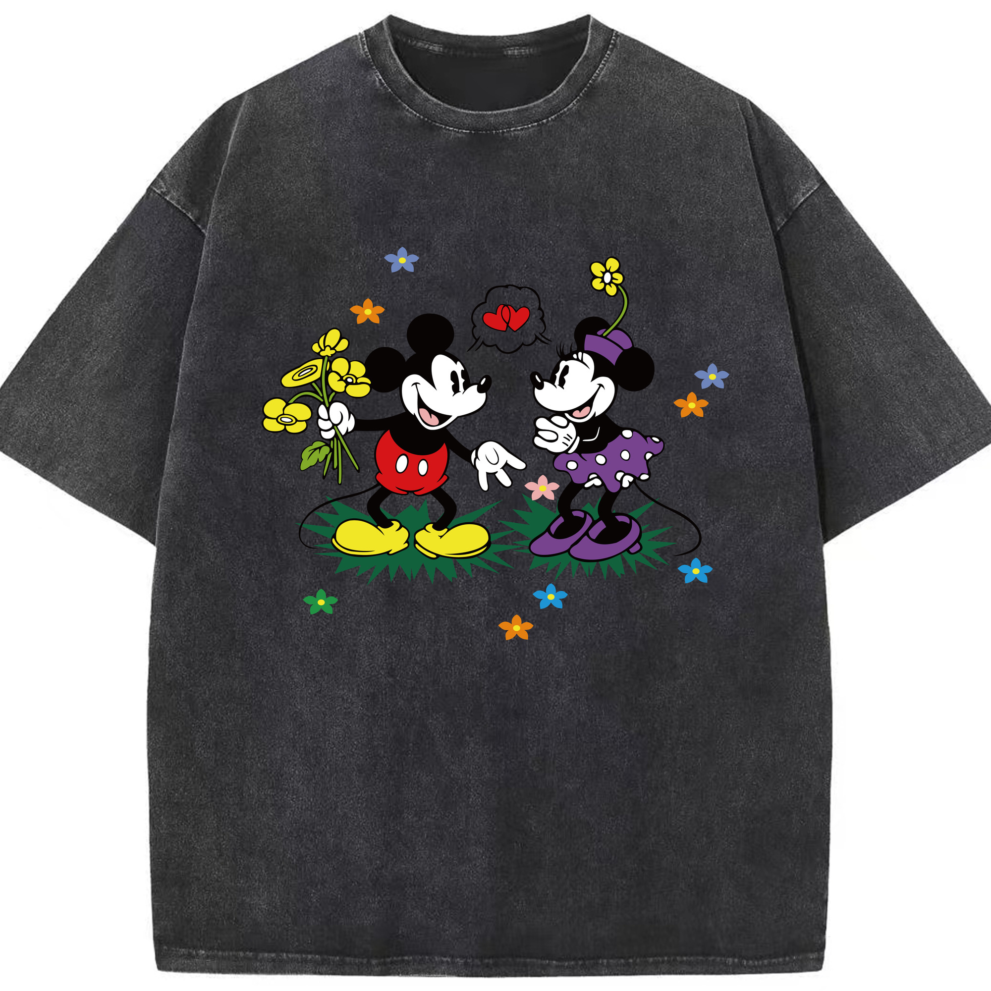 （画像用） ミッキーマウス Mickey Mouse 綿100% ヴィンテージ風 半袖Tシャツ（フロントプリント）