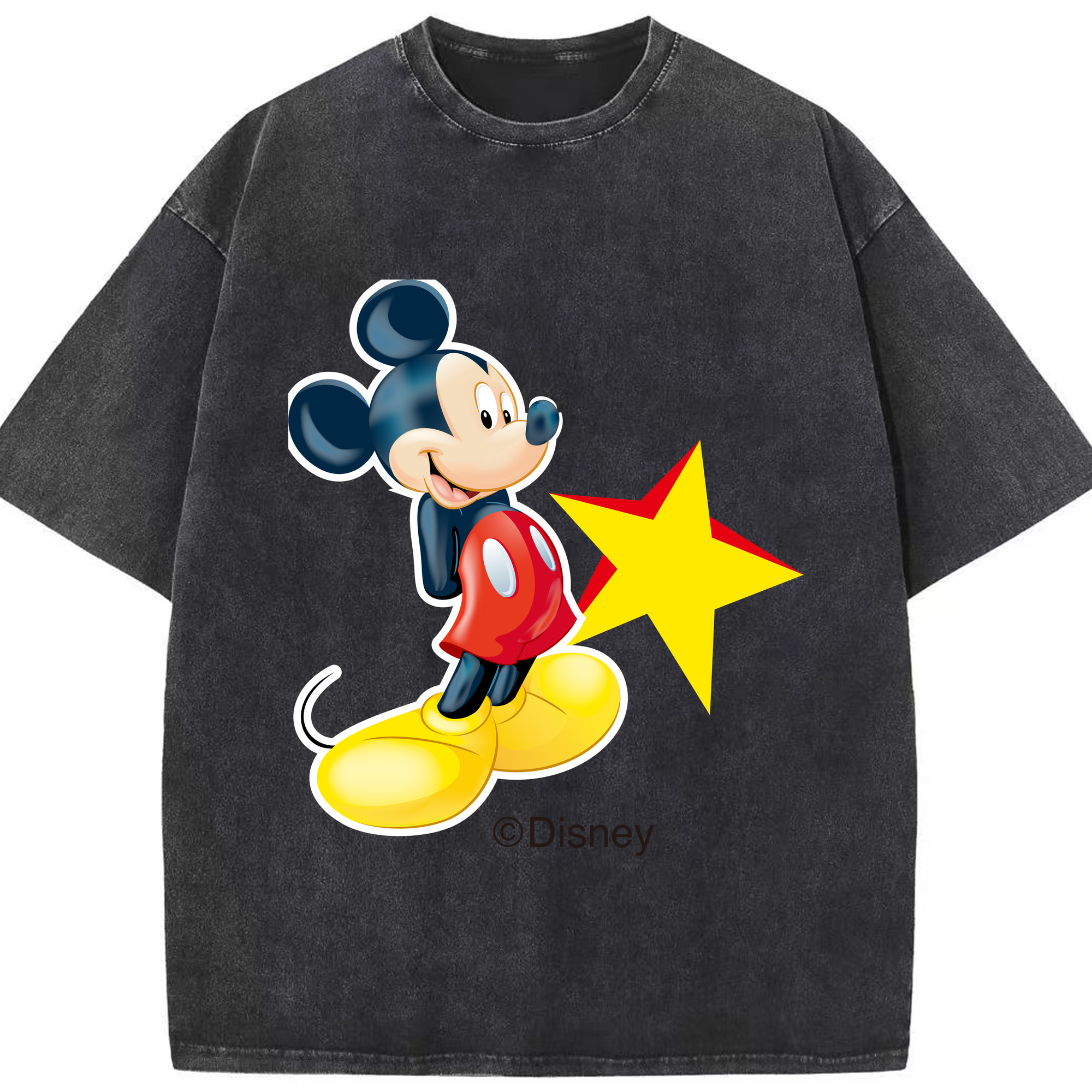 （画像用） ミッキーマウス Mickey Mouse 綿100% ヴィンテージ風 半袖Tシャツ（フロントプリント）