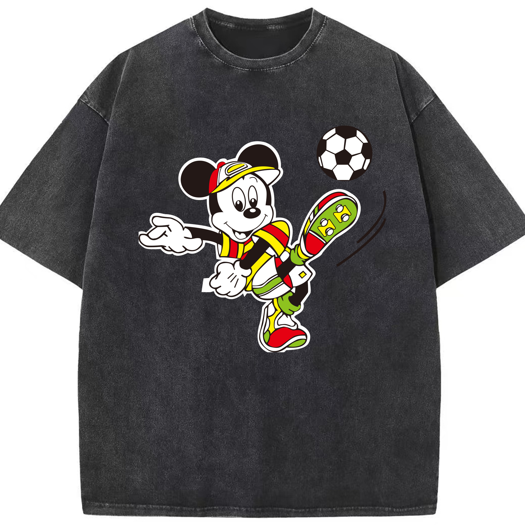 （画像用） ミッキーマウス Mickey Mouse 綿100% ヴィンテージ風 半袖Tシャツ（フロントプリント）