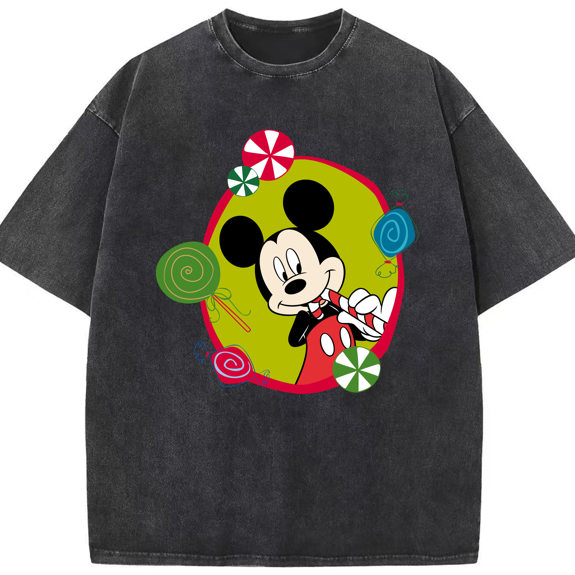 （画像用） ミッキーマウス Mickey Mouse 綿100% ヴィンテージ風 半袖Tシャツ（フロントプリント）