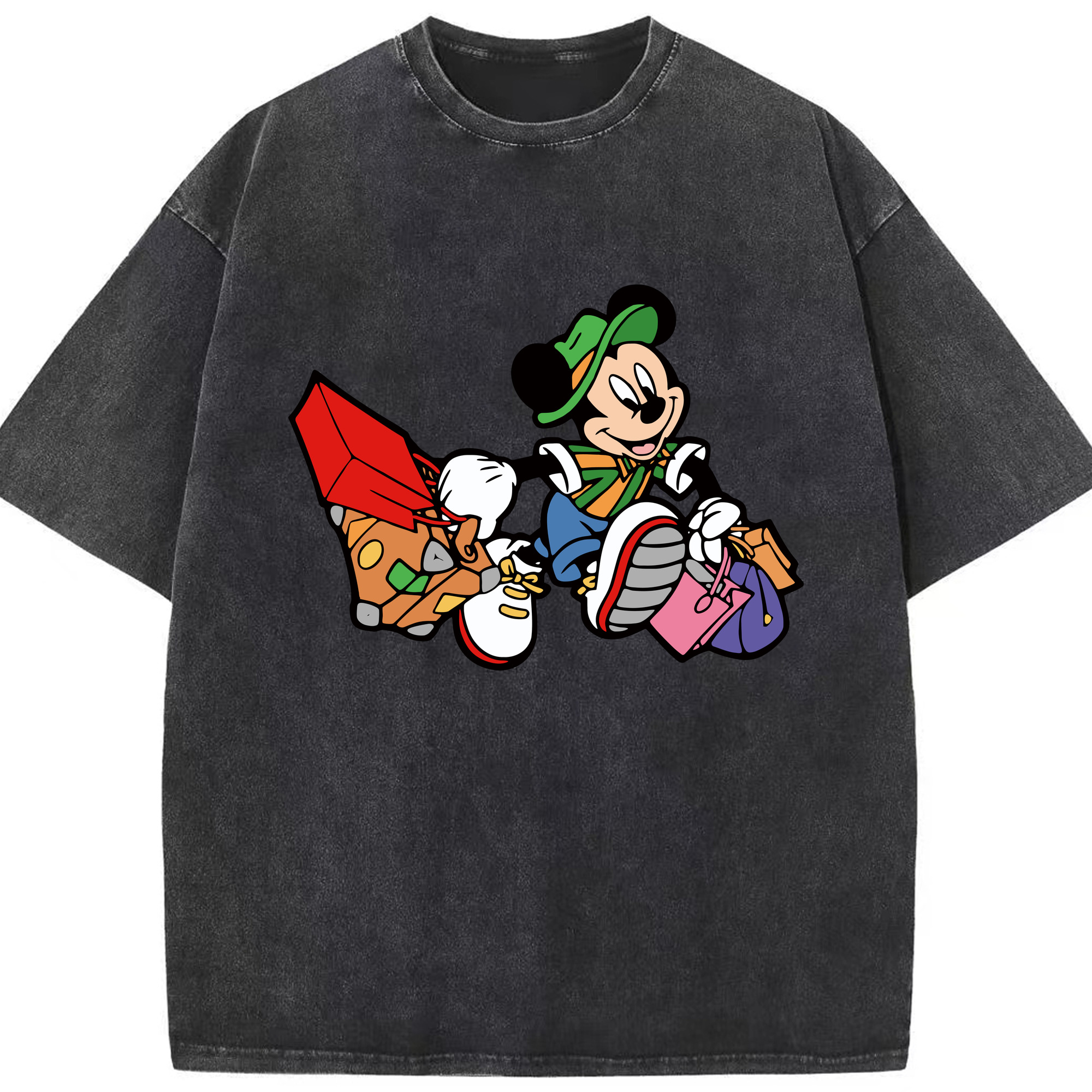（画像用） ミッキーマウス Mickey Mouse 綿100% ヴィンテージ風 半袖Tシャツ（フロントプリント）