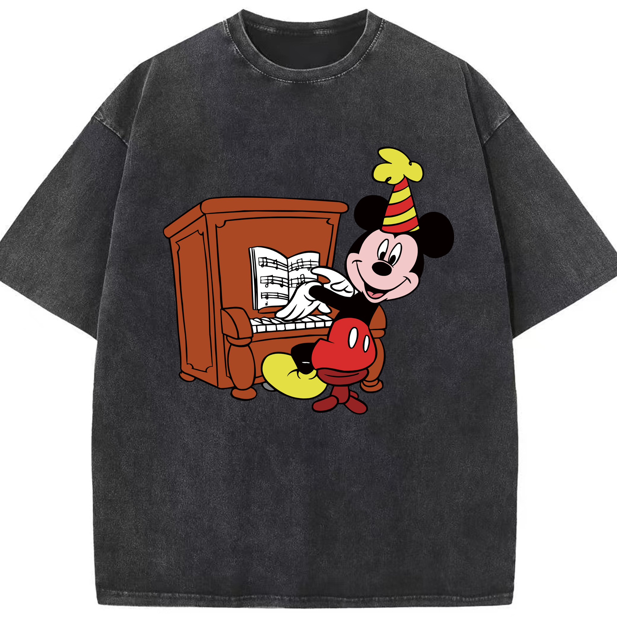 （画像用） ミッキーマウス Mickey Mouse 綿100% ヴィンテージ風 半袖Tシャツ（フロントプリント）