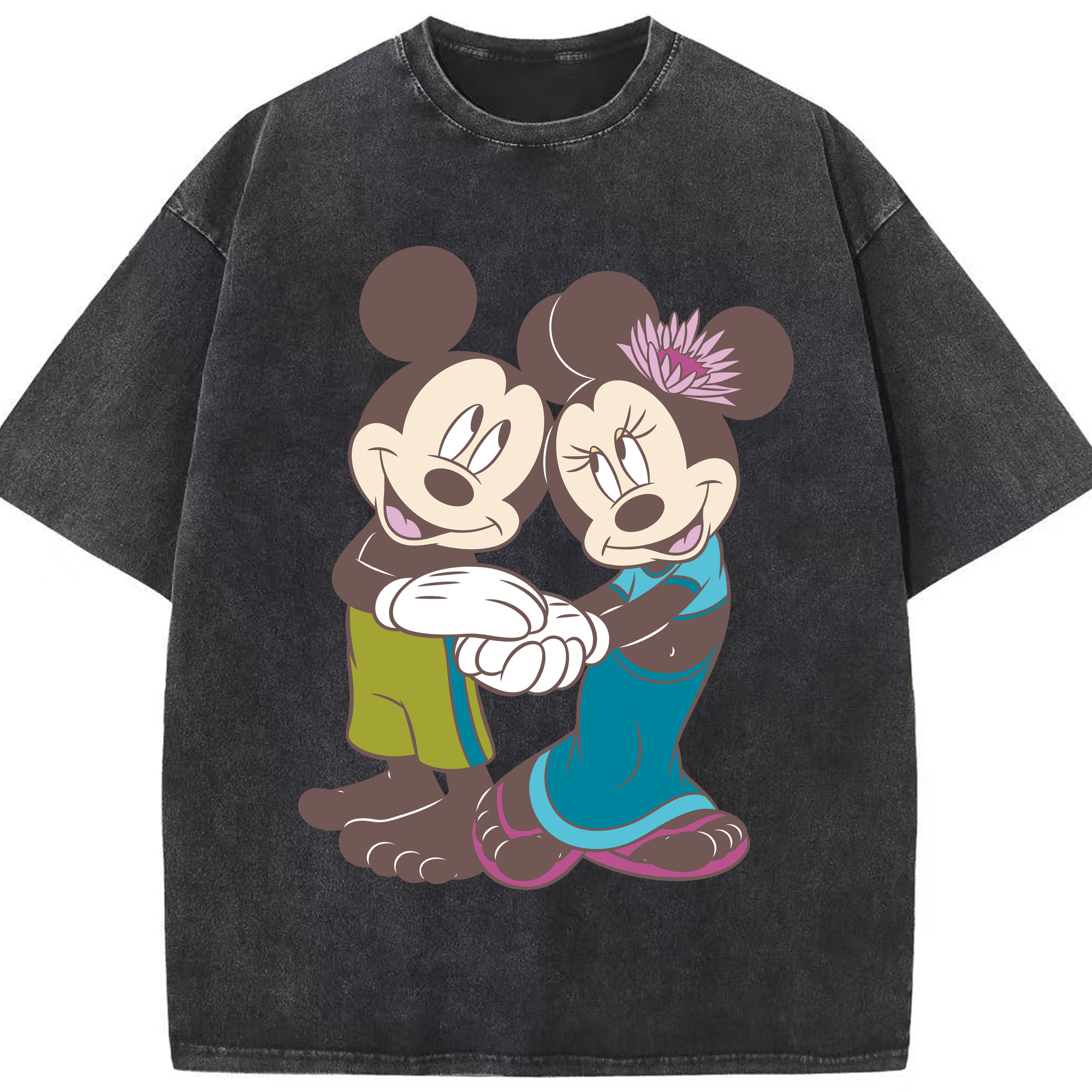 （画像用） ミッキーマウス Mickey Mouse 綿100% ヴィンテージ風 半袖Tシャツ（フロントプリント）