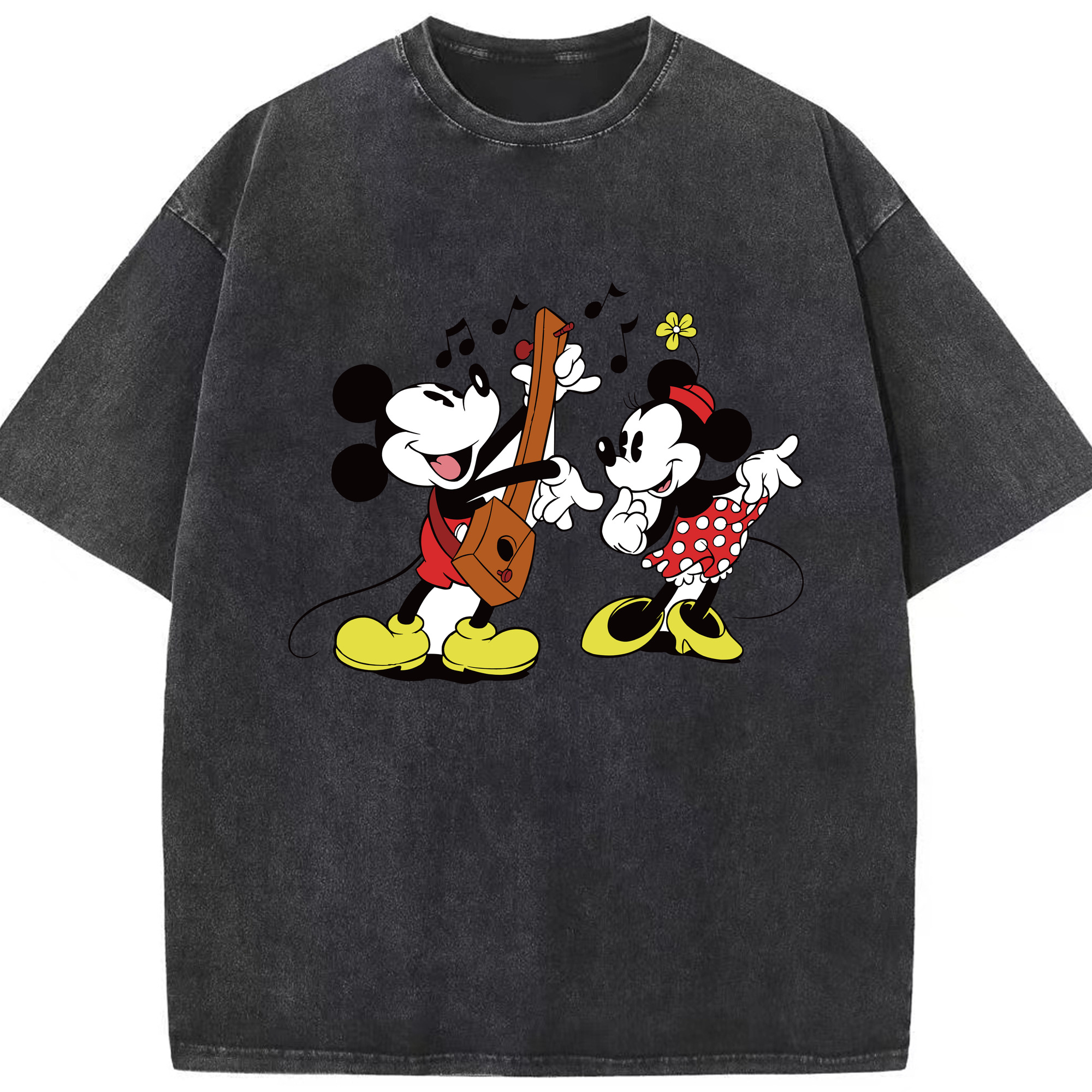 （画像用） ミッキーマウス Mickey Mouse 綿100% ヴィンテージ風 半袖Tシャツ（フロントプリント）