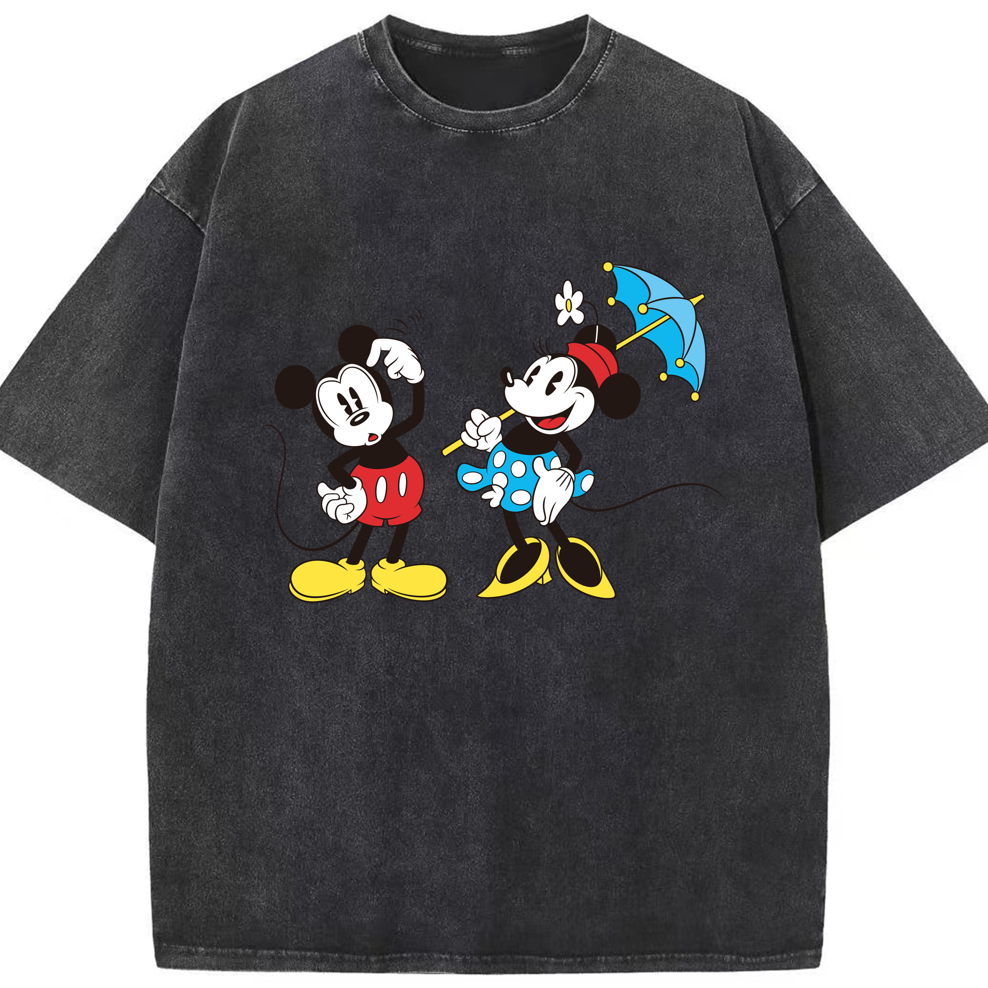 （画像用） ミッキーマウス Mickey Mouse 綿100% ヴィンテージ風 半袖Tシャツ（フロントプリント）