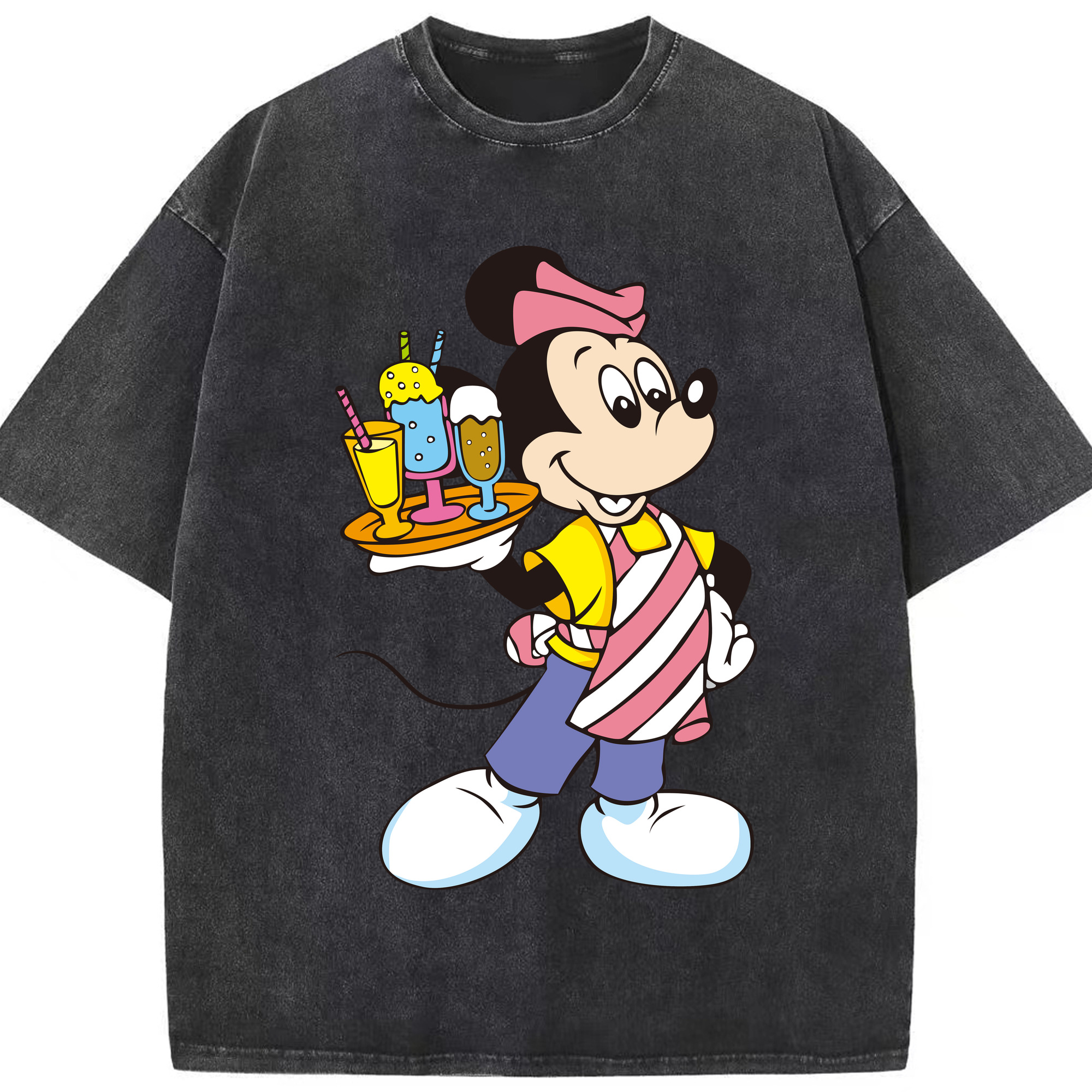 （画像用） ミッキーマウス Mickey Mouse 綿100% ヴィンテージ風 半袖Tシャツ（フロントプリント）