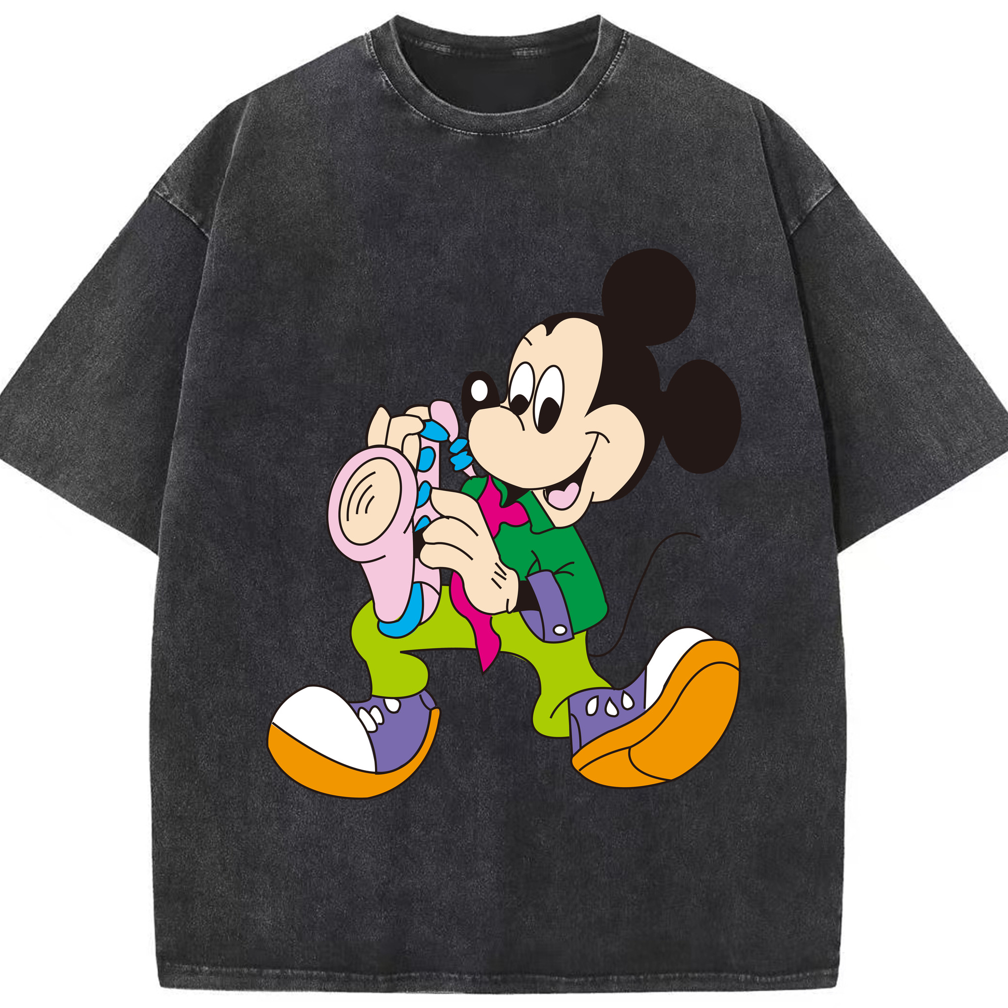 （画像用） ミッキーマウス Mickey Mouse 綿100% ヴィンテージ風 半袖Tシャツ（フロントプリント）