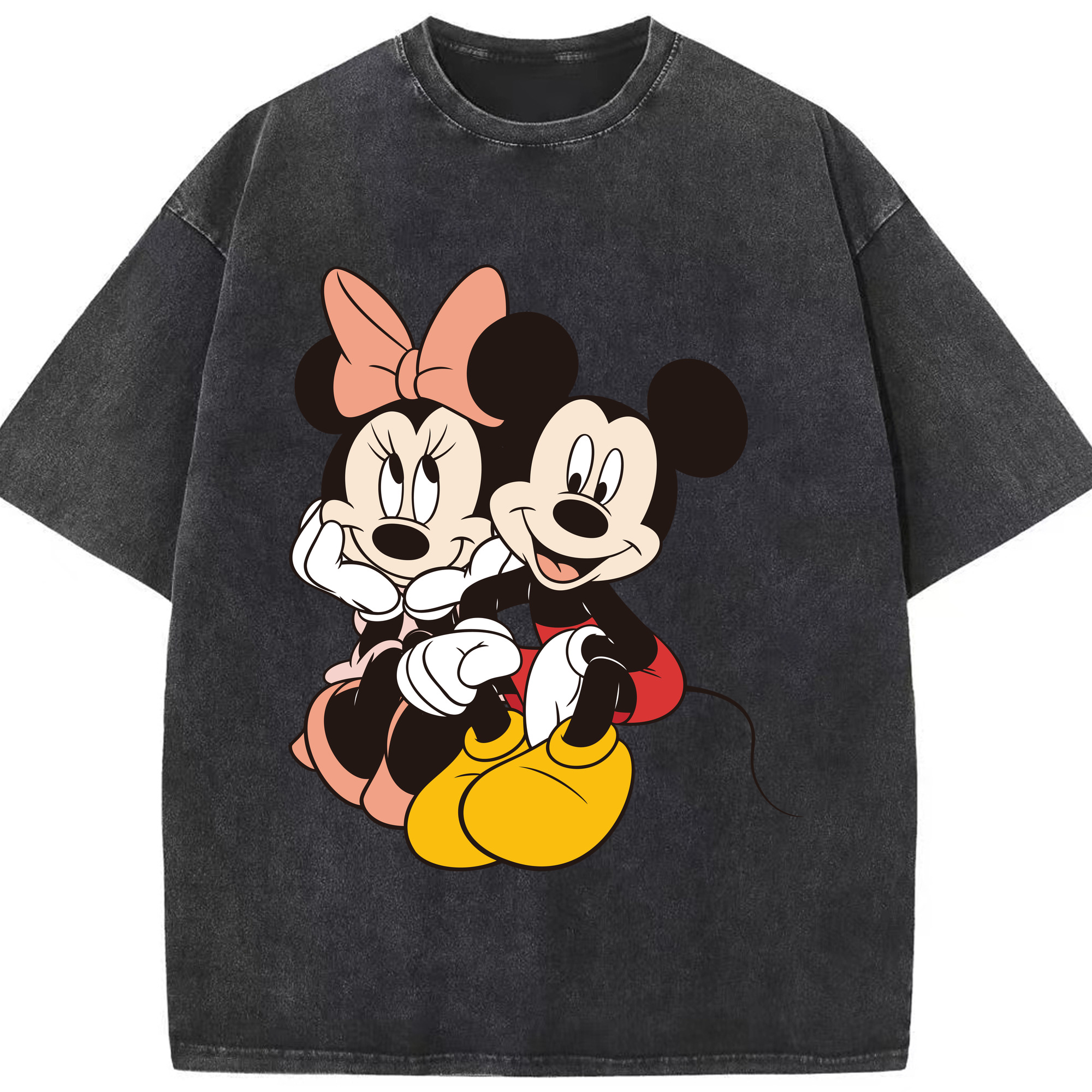 （画像用） ミッキーマウス Mickey Mouse 綿100% ヴィンテージ風 半袖Tシャツ（フロントプリント）