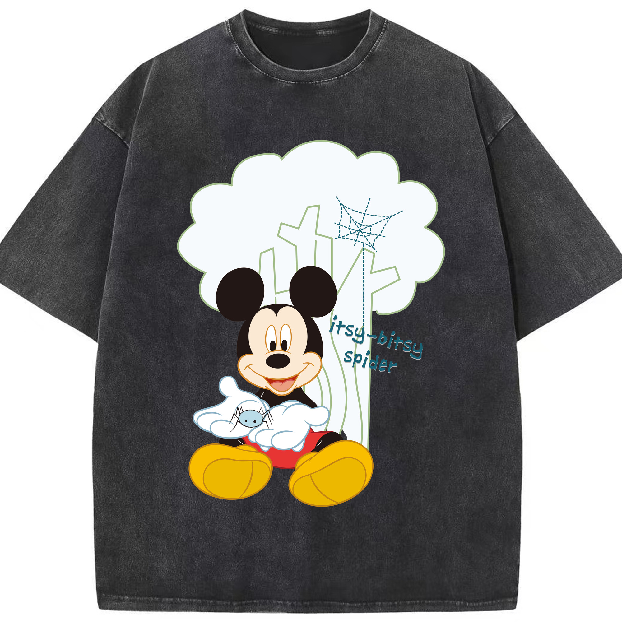 （画像用） ミッキーマウス Mickey Mouse 綿100% ヴィンテージ風 半袖Tシャツ（フロントプリント）