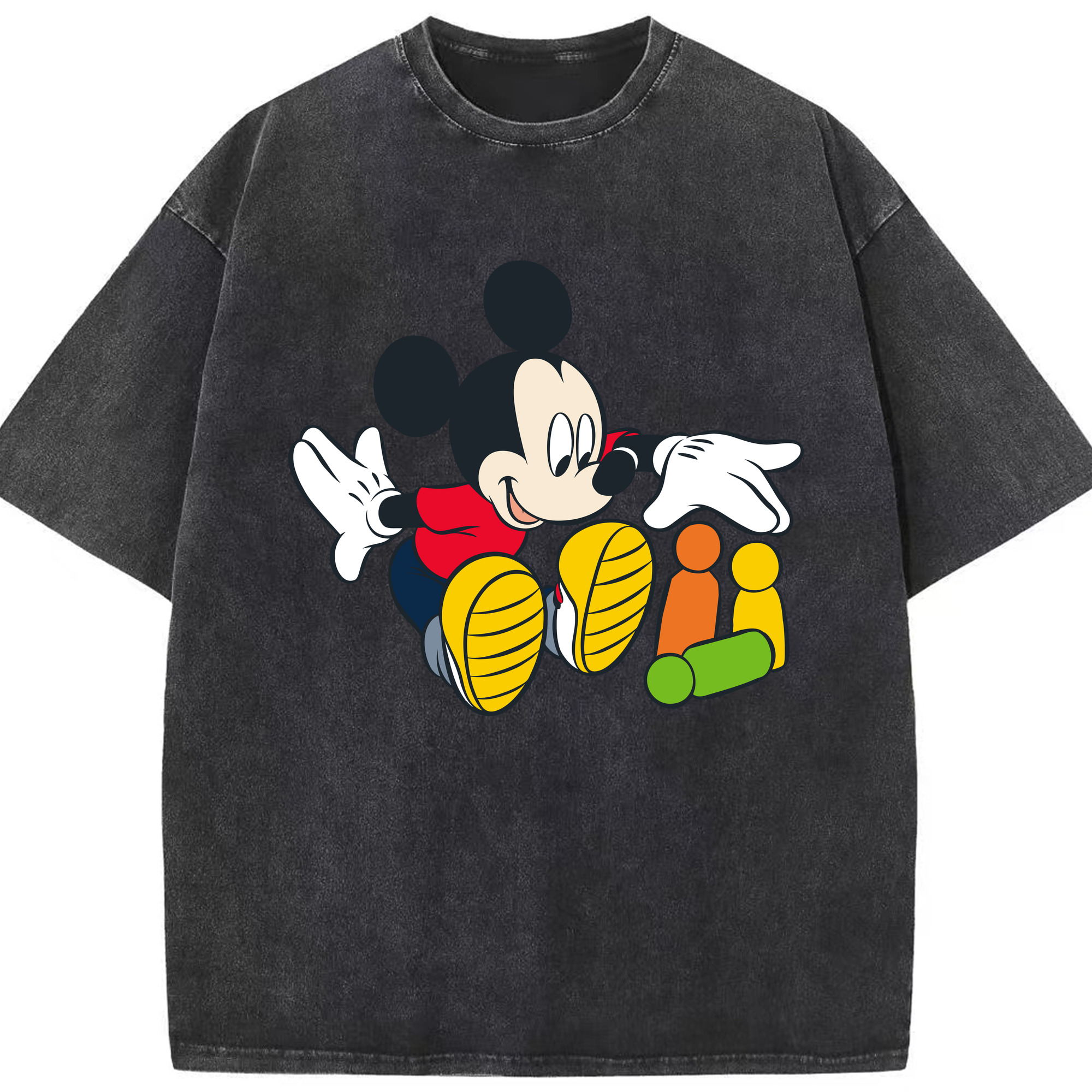 （画像用） ミッキーマウス Mickey Mouse 綿100% ヴィンテージ風 半袖Tシャツ（フロントプリント）