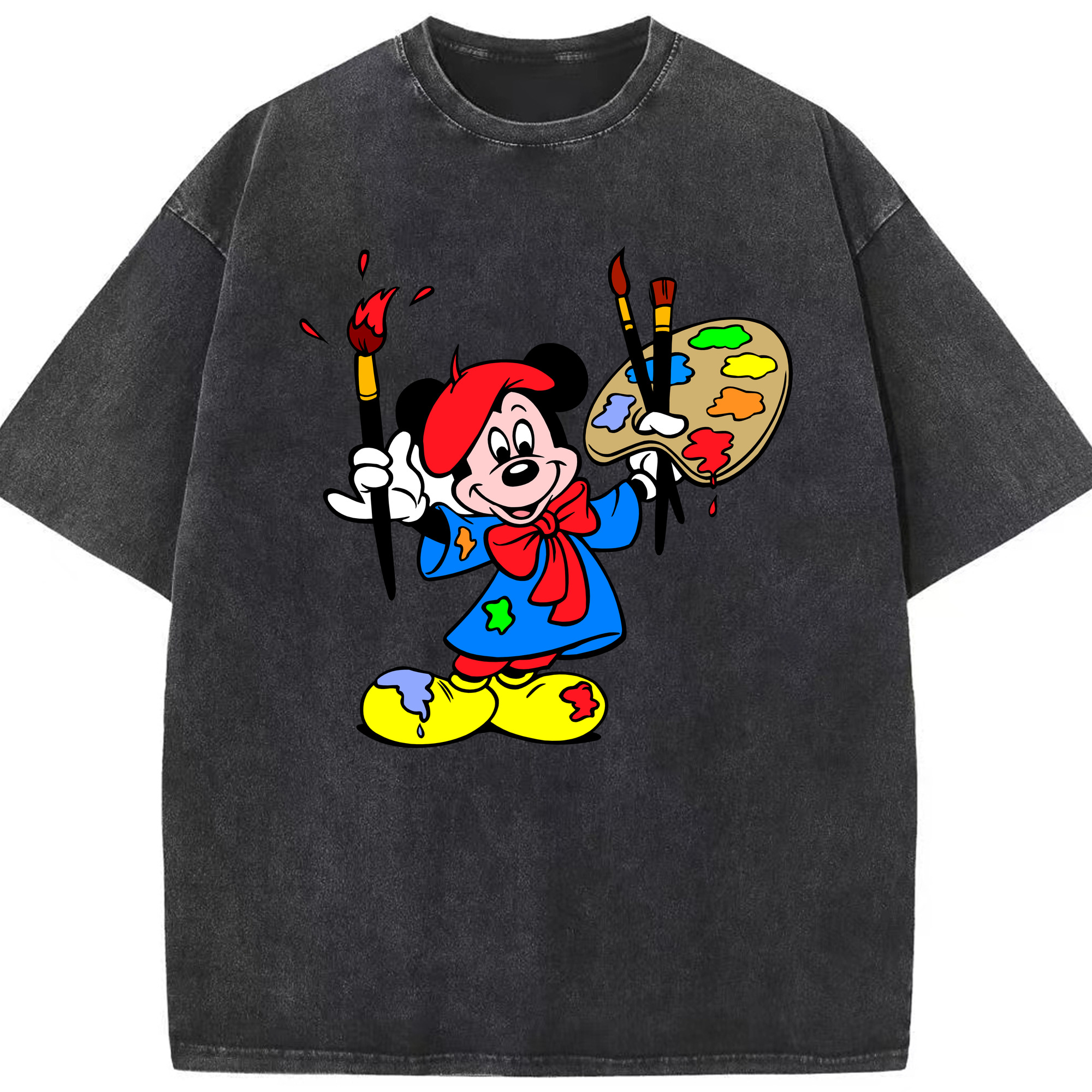 （画像用） ミッキーマウス Mickey Mouse 綿100% ヴィンテージ風 半袖Tシャツ（フロントプリント）