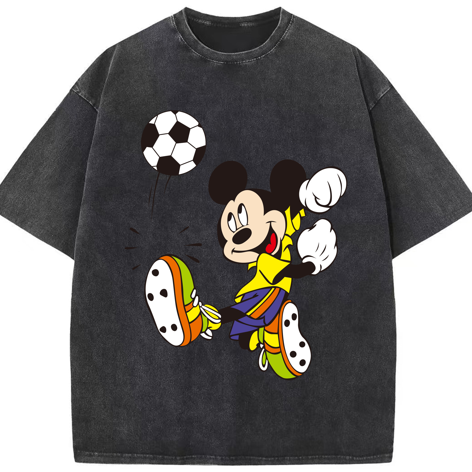（画像用） ミッキーマウス Mickey Mouse 綿100% ヴィンテージ風 半袖Tシャツ（フロントプリント）