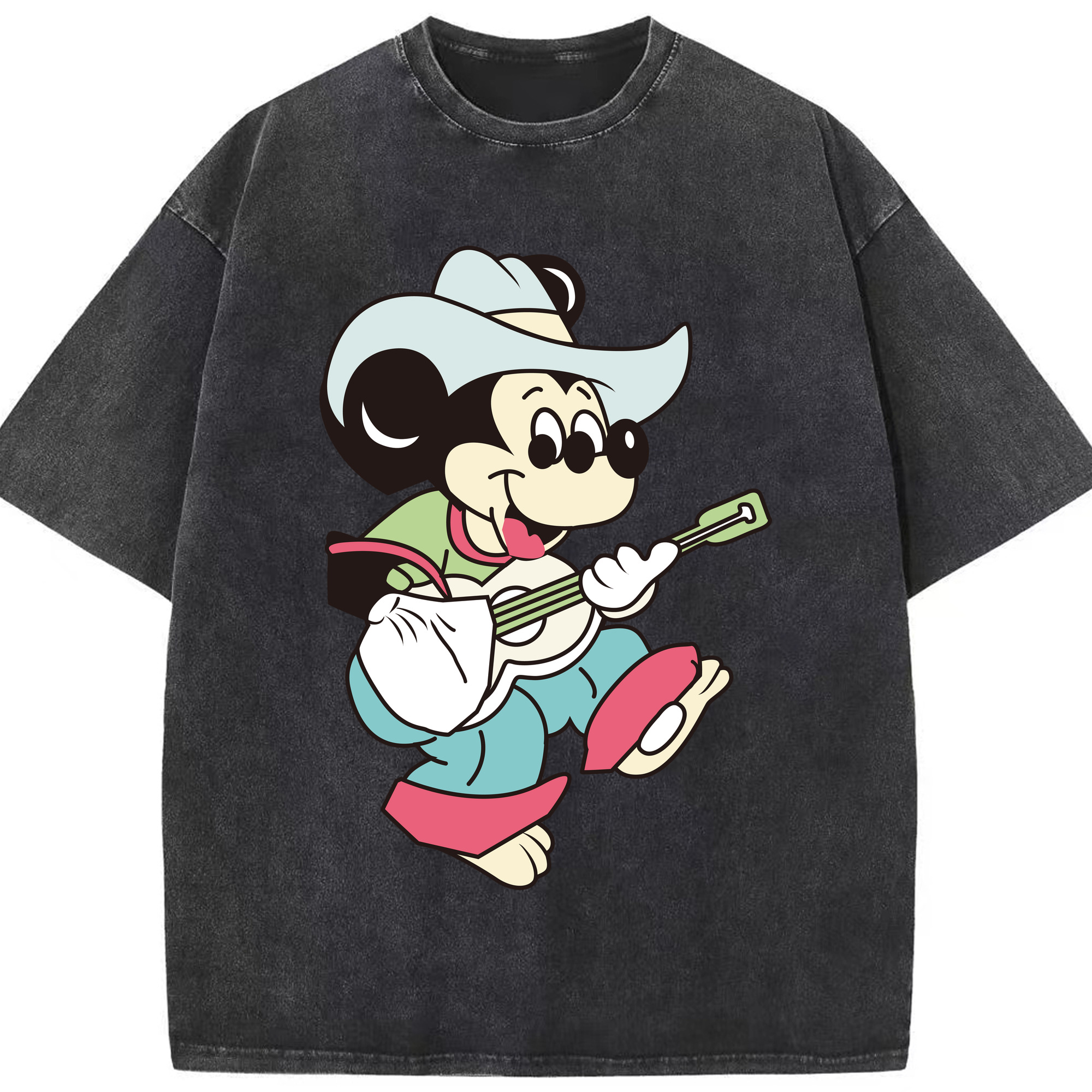 （画像用） ミッキーマウス Mickey Mouse 綿100% ヴィンテージ風 半袖Tシャツ（フロントプリント）