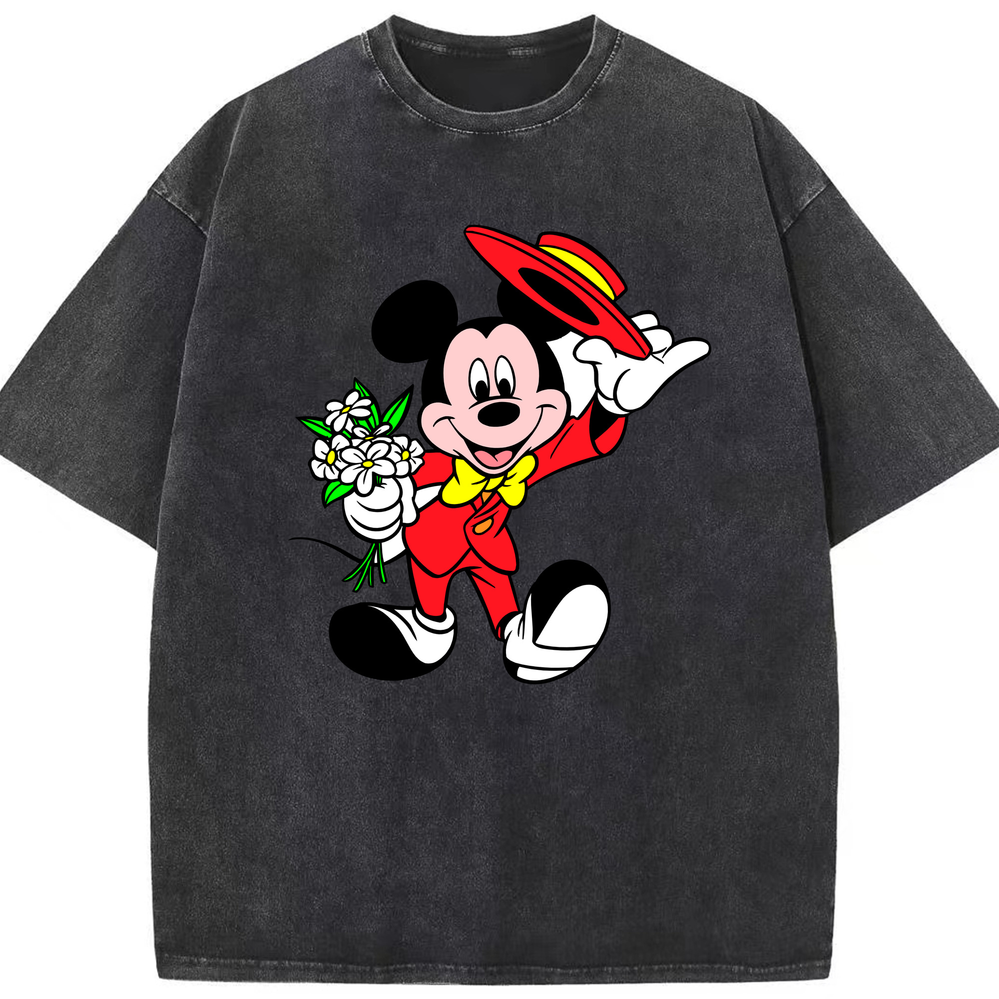 （画像用） ミッキーマウス Mickey Mouse 綿100% ヴィンテージ風 半袖Tシャツ（フロントプリント）
