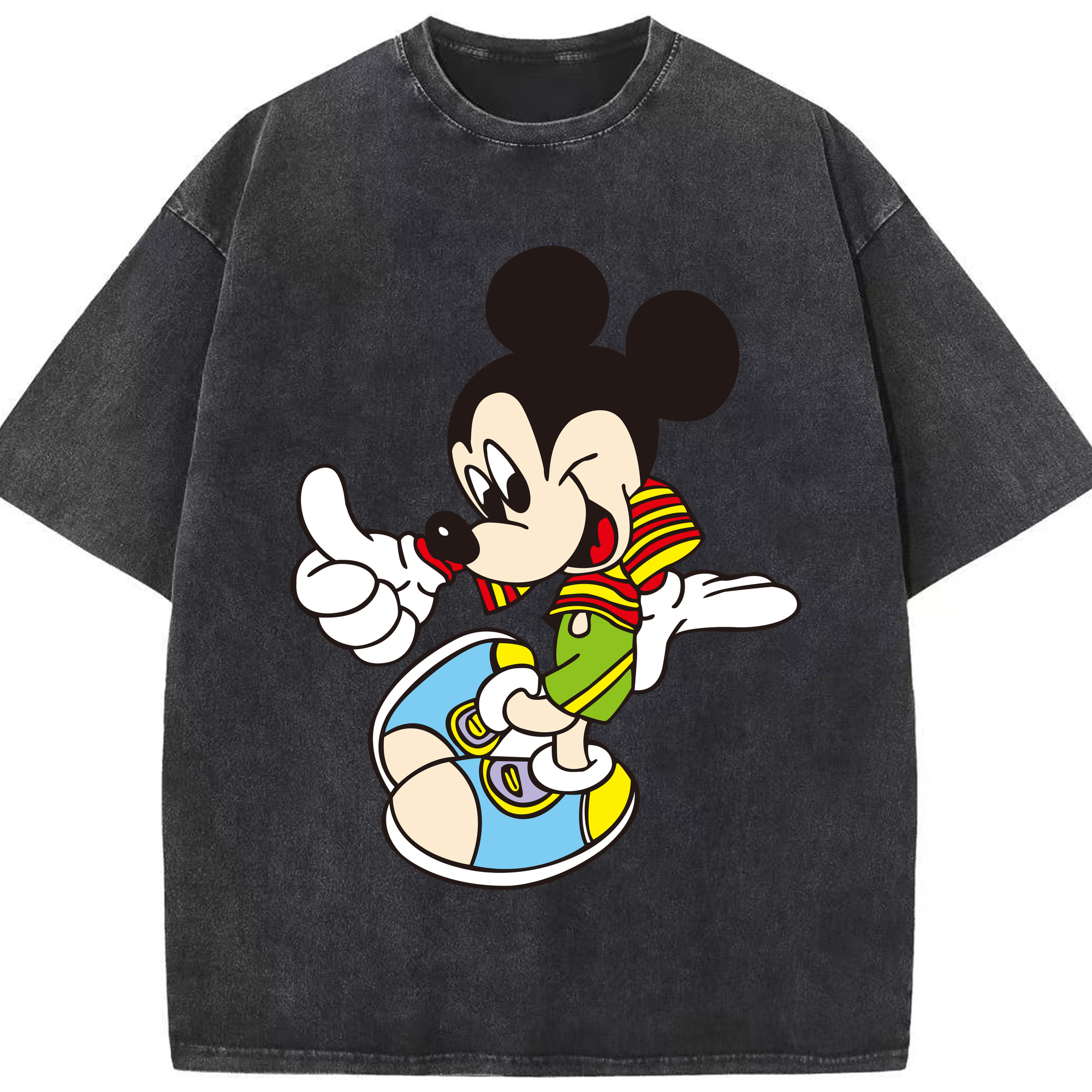 （画像用） ミッキーマウス Mickey Mouse 綿100% ヴィンテージ風 半袖Tシャツ（フロントプリント）