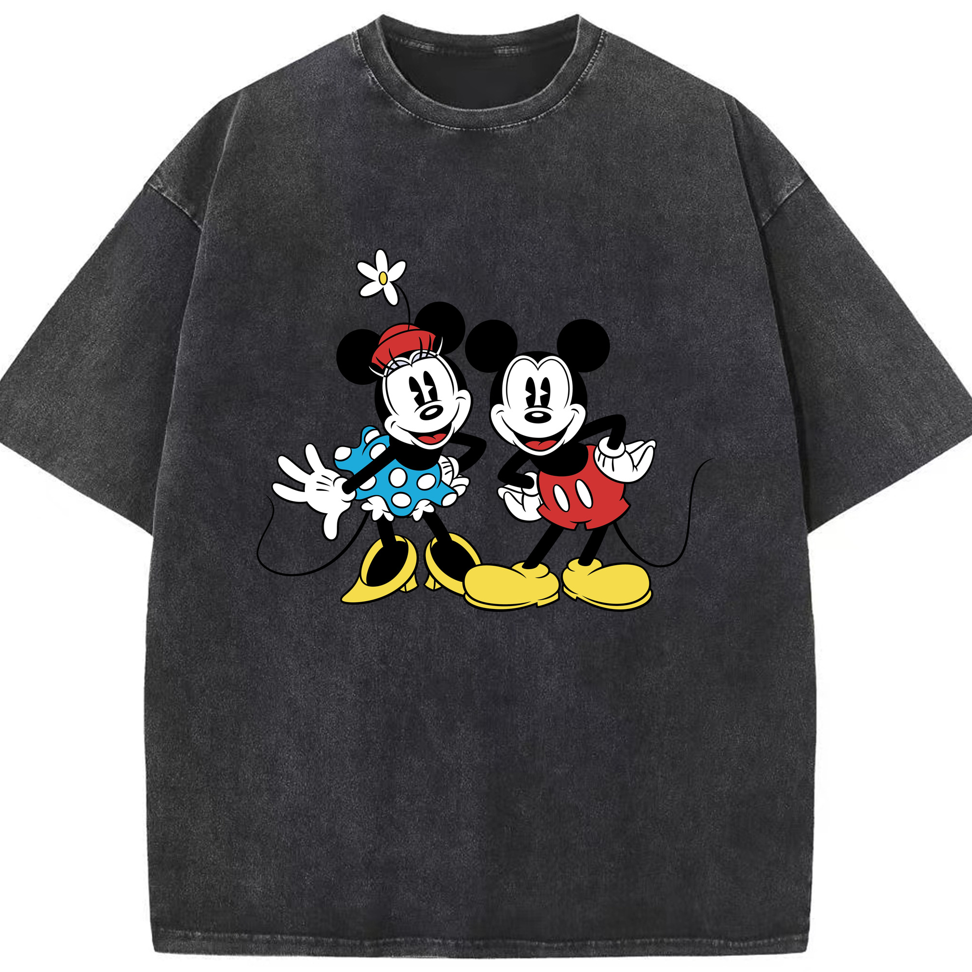 （画像用） ミッキーマウス Mickey Mouse 綿100% ヴィンテージ風 半袖Tシャツ（フロントプリント）
