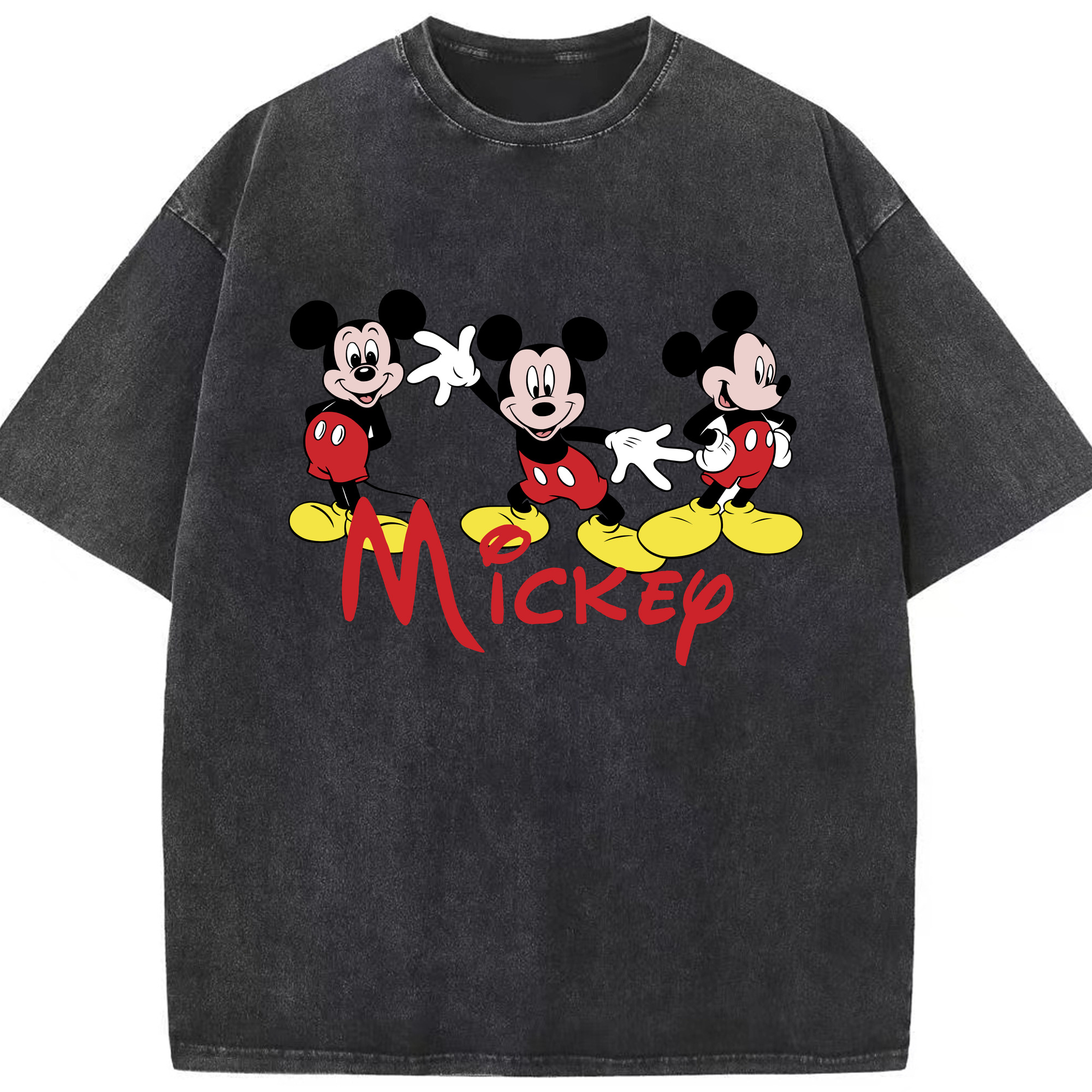 （画像用） ミッキーマウス Mickey Mouse 綿100% ヴィンテージ風 半袖Tシャツ（フロントプリント）