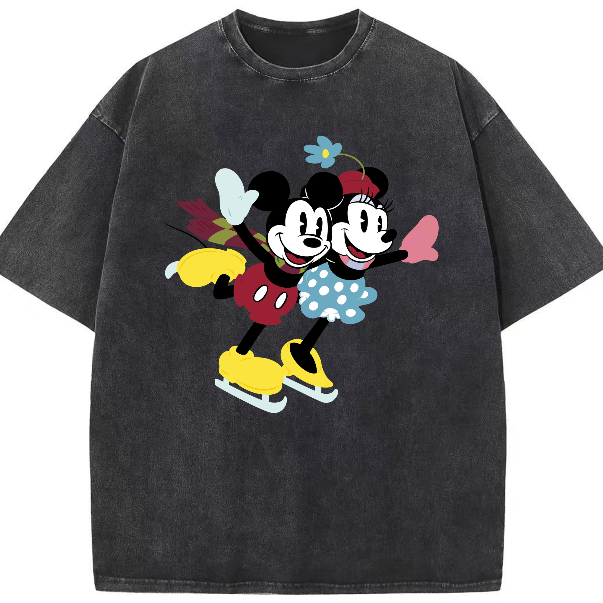 （画像用） ミッキーマウス Mickey Mouse 綿100% ヴィンテージ風 半袖Tシャツ（フロントプリント）