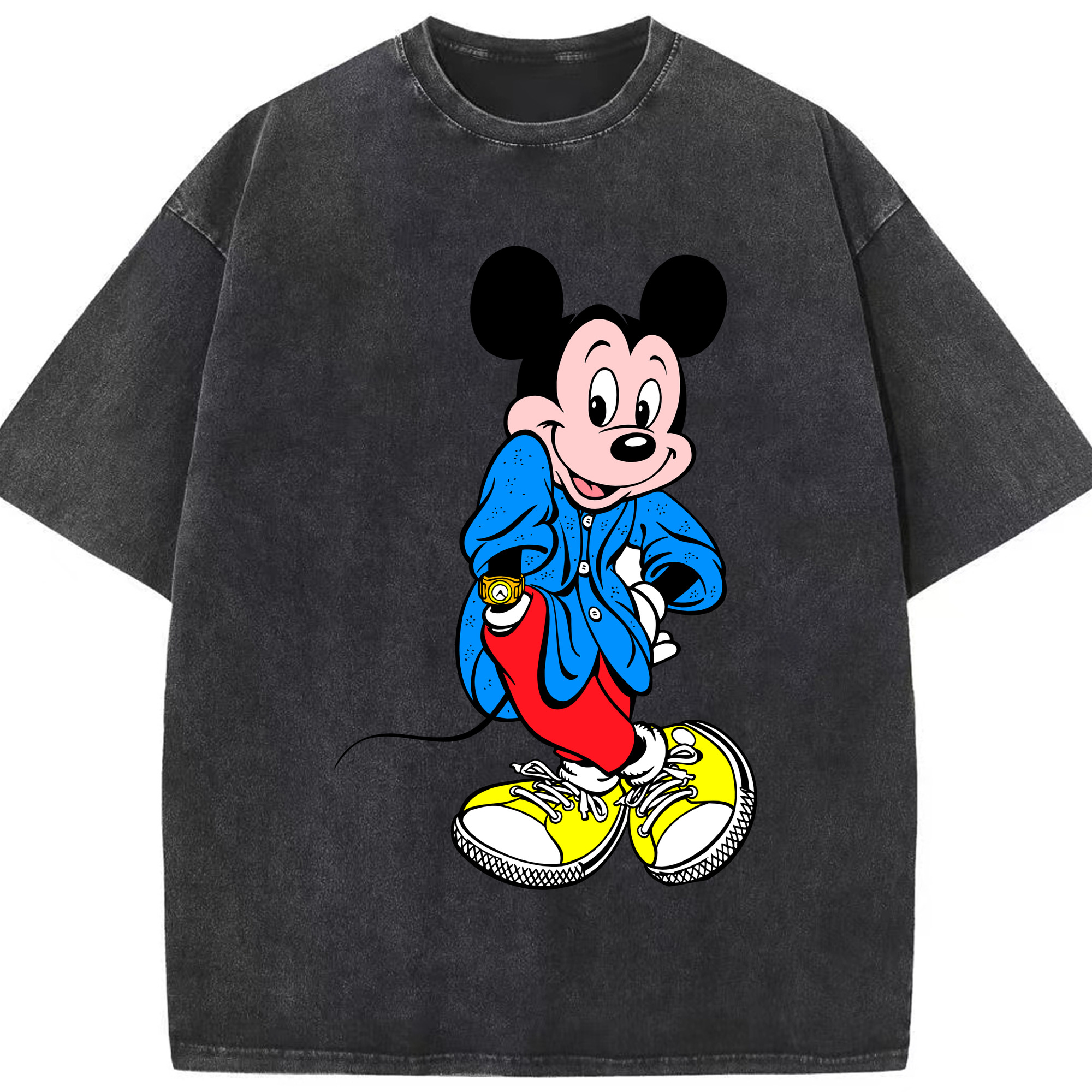 （画像用） ミッキーマウス Mickey Mouse 綿100% ヴィンテージ風 半袖Tシャツ（フロントプリント）