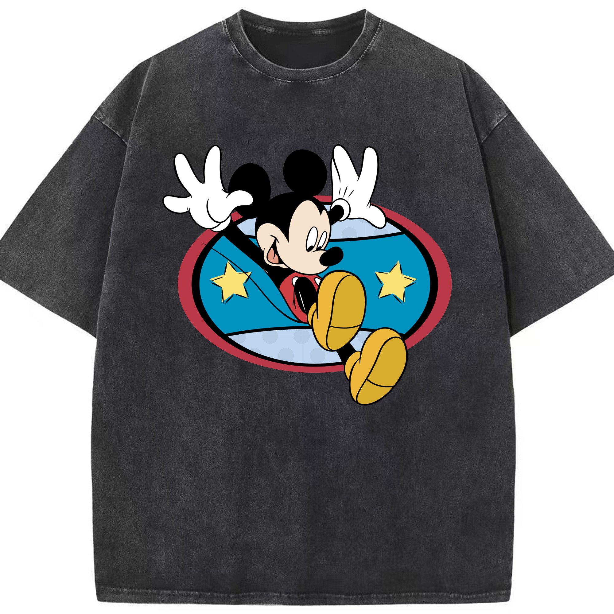 （画像用） ミッキーマウス Mickey Mouse 綿100% ヴィンテージ風 半袖Tシャツ（フロントプリント）
