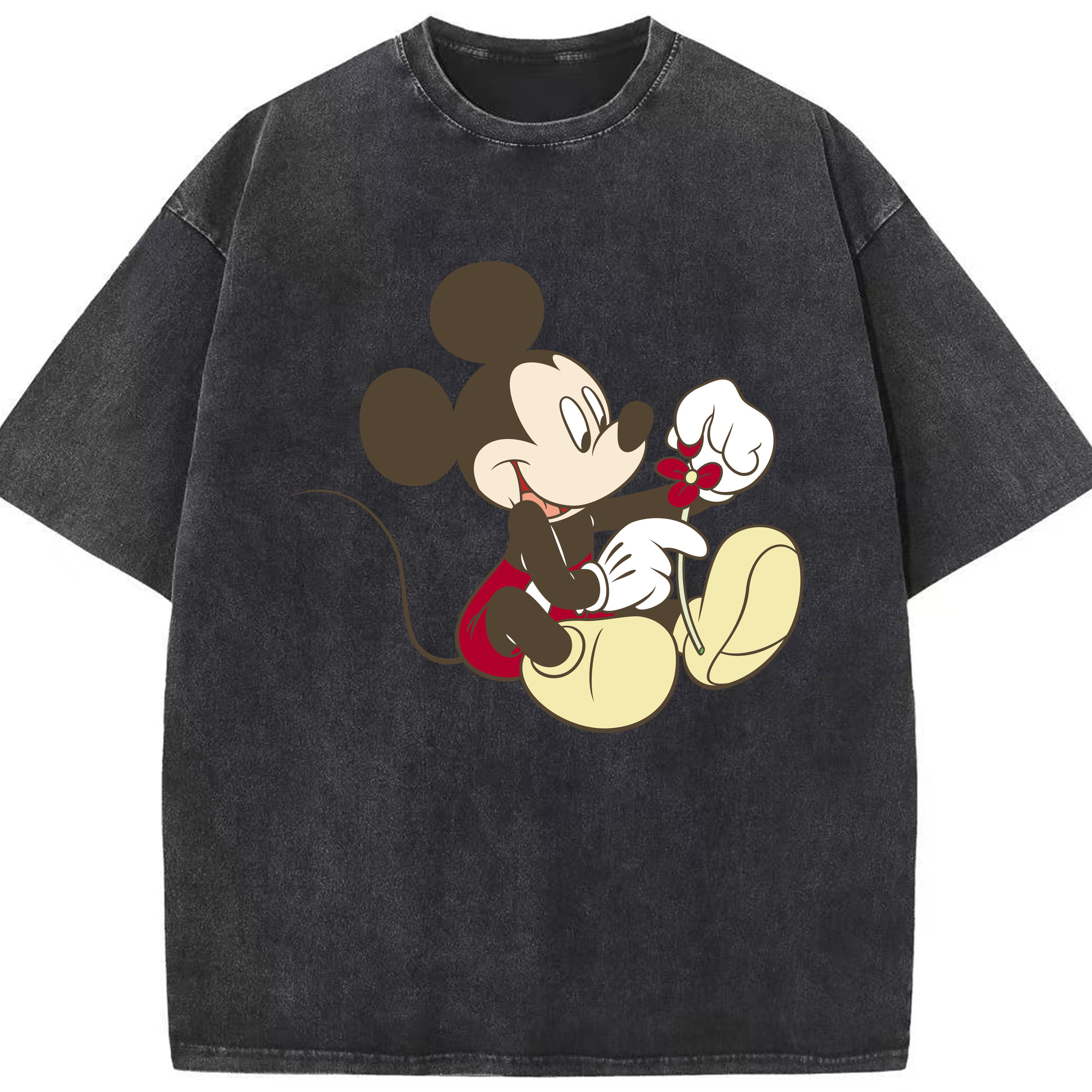 （画像用） ミッキーマウス Mickey Mouse 綿100% ヴィンテージ風 半袖Tシャツ（フロントプリント）