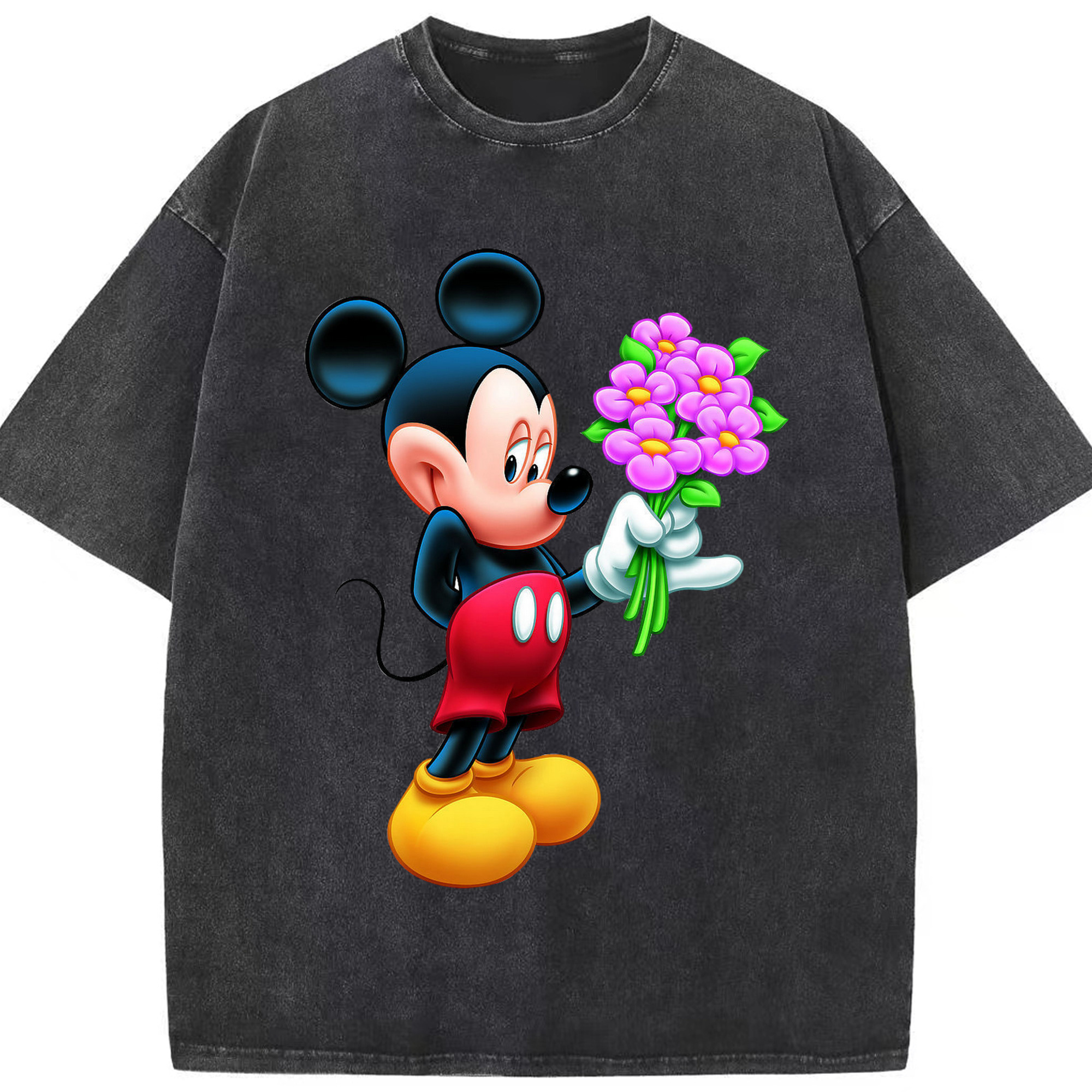 （画像用） ミッキーマウス Mickey Mouse 綿100% ヴィンテージ風 半袖Tシャツ（フロントプリント）