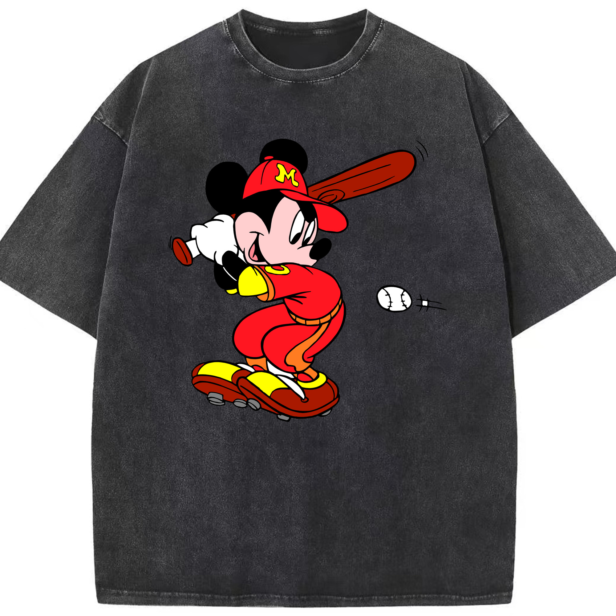 （画像用） ミッキーマウス Mickey Mouse 綿100% ヴィンテージ風 半袖Tシャツ（フロントプリント）