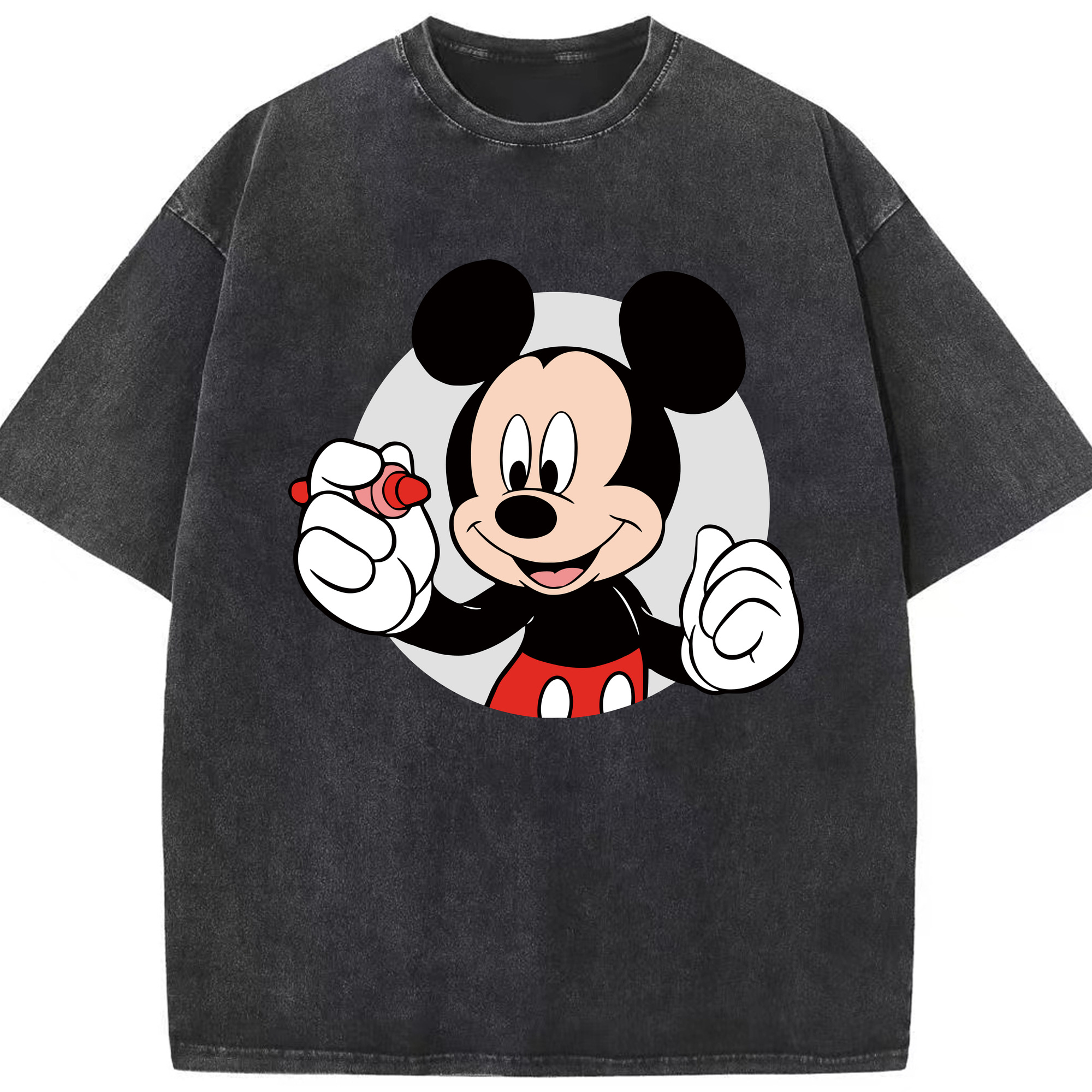 （画像用） ミッキーマウス Mickey Mouse 綿100% ヴィンテージ風 半袖Tシャツ（フロントプリント）