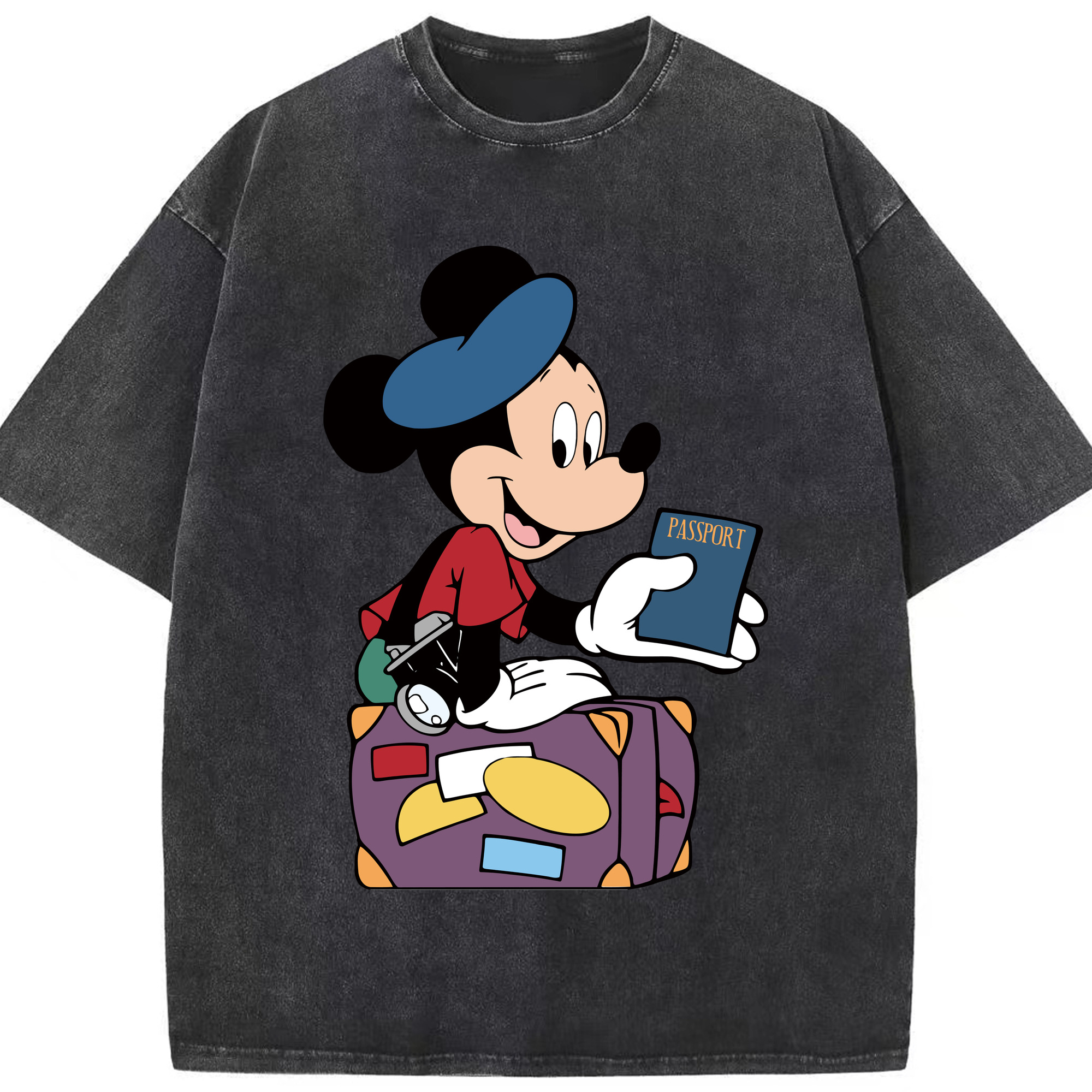 （画像用） ミッキーマウス Mickey Mouse 綿100% ヴィンテージ風 半袖Tシャツ（フロントプリント）