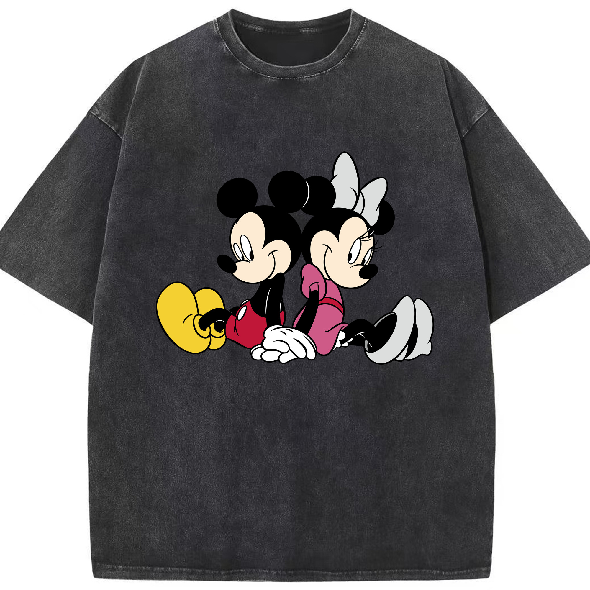 （画像用） ミッキーマウス Mickey Mouse 綿100% ヴィンテージ風 半袖Tシャツ（フロントプリント）