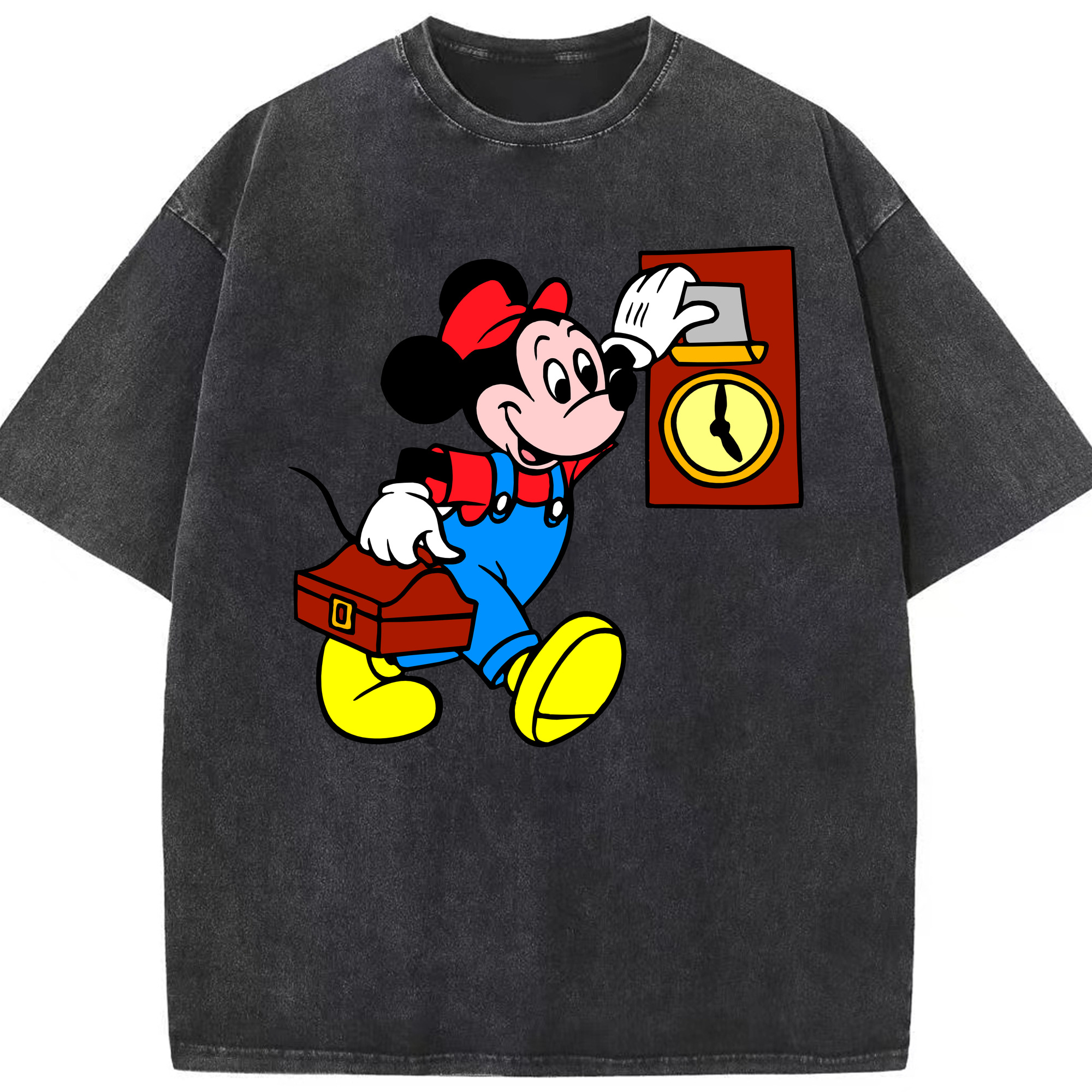 （画像用） ミッキーマウス Mickey Mouse 綿100% ヴィンテージ風 半袖Tシャツ（フロントプリント）