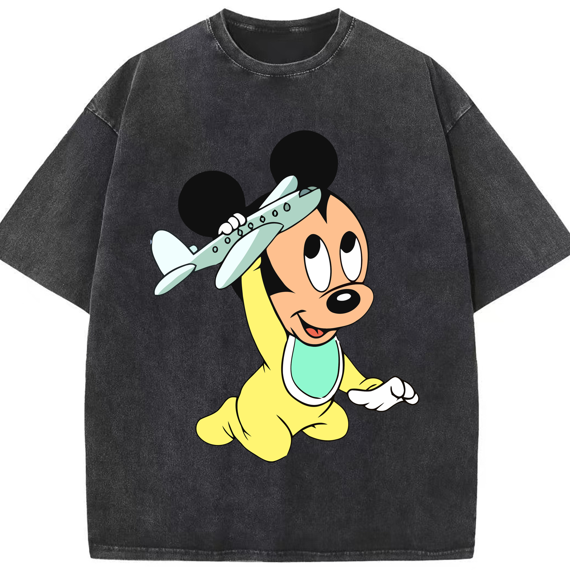 （画像用） ミッキーマウス Mickey Mouse 綿100% ヴィンテージ風 半袖Tシャツ（フロントプリント）
