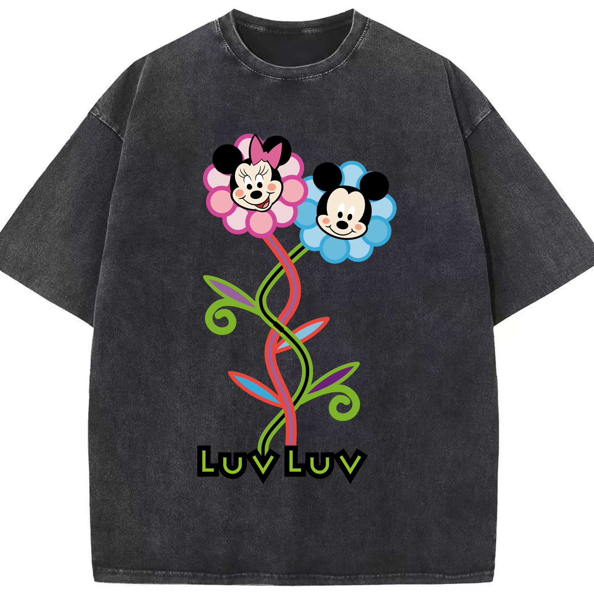 （画像用） ミッキーマウス Mickey Mouse 綿100% ヴィンテージ風 半袖Tシャツ（フロントプリント）