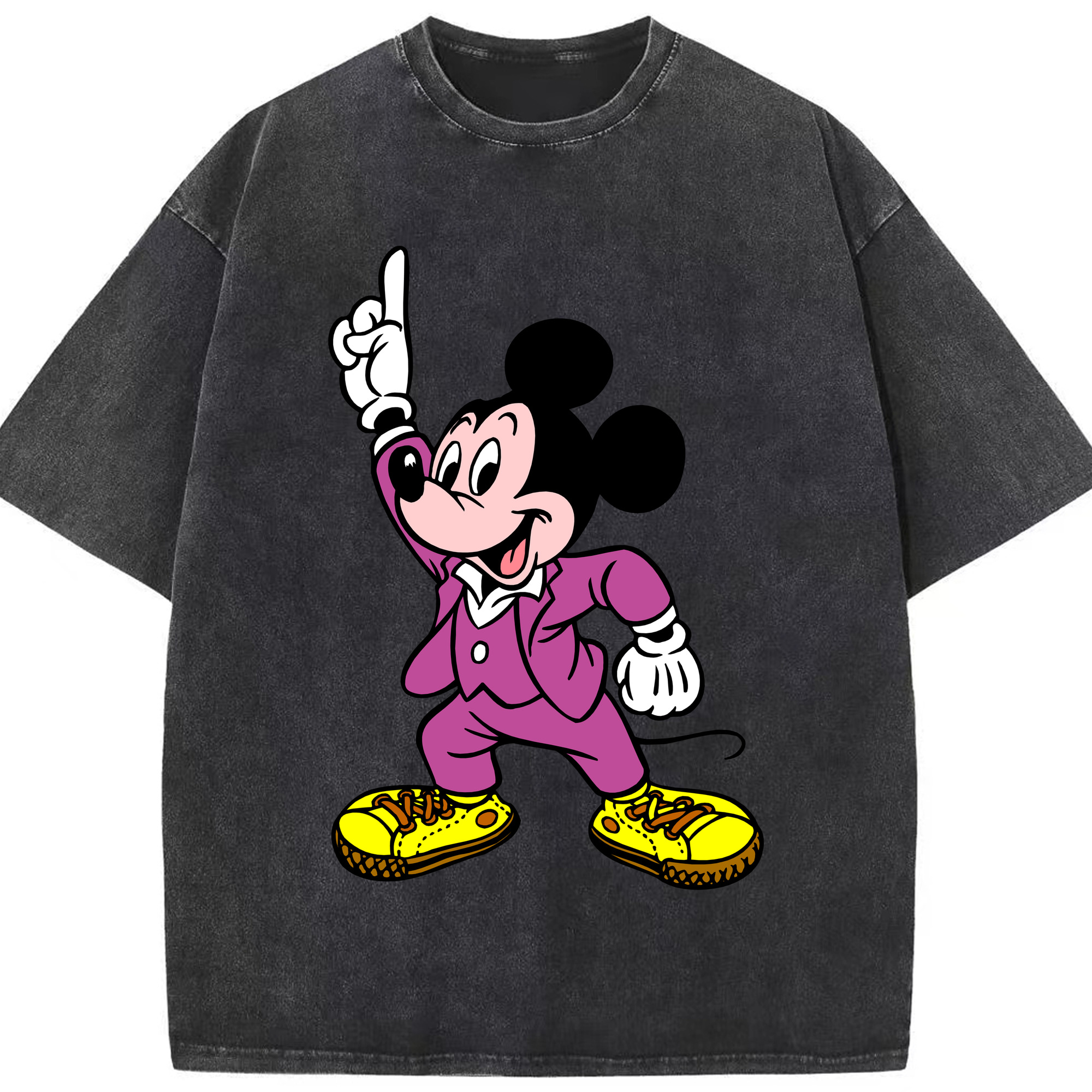 （画像用） ミッキーマウス Mickey Mouse 綿100% ヴィンテージ風 半袖Tシャツ（フロントプリント）