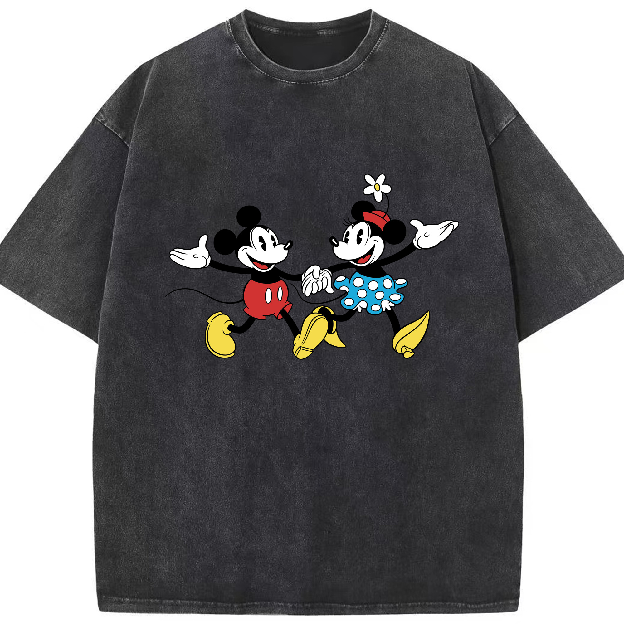 （画像用） ミッキーマウス Mickey Mouse 綿100% ヴィンテージ風 半袖Tシャツ（フロントプリント）