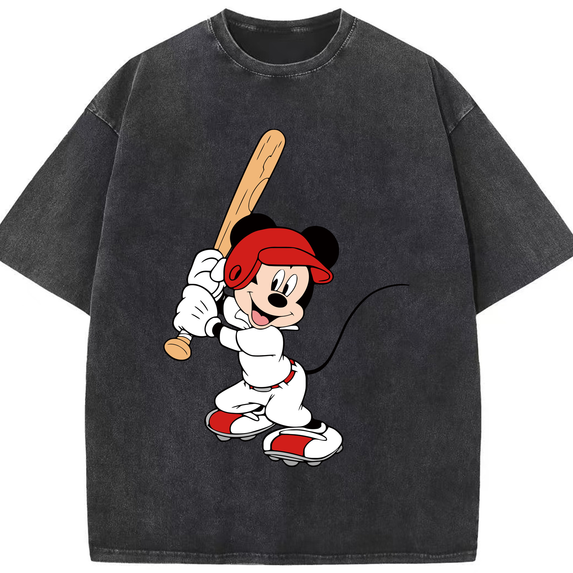 （画像用） ミッキーマウス Mickey Mouse 綿100% ヴィンテージ風 半袖Tシャツ（フロントプリント）