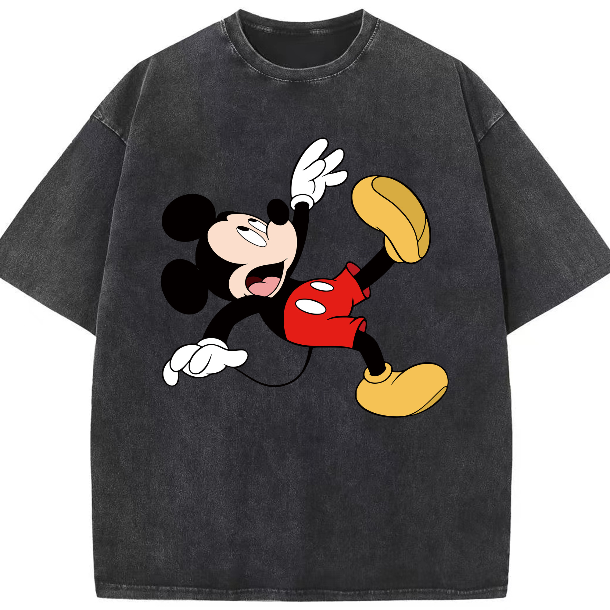 （画像用） ミッキーマウス Mickey Mouse 綿100% ヴィンテージ風 半袖Tシャツ（フロントプリント）