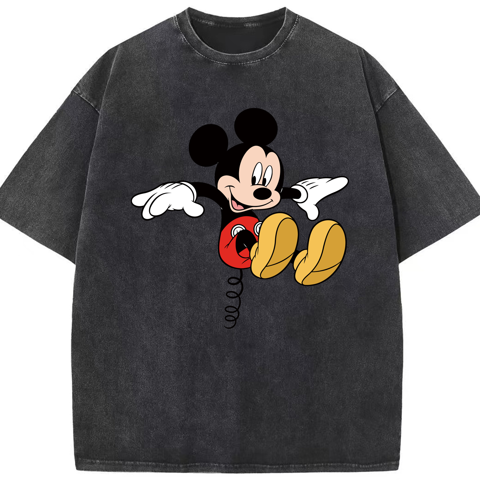 （画像用） ミッキーマウス Mickey Mouse 綿100% ヴィンテージ風 半袖Tシャツ（フロントプリント）
