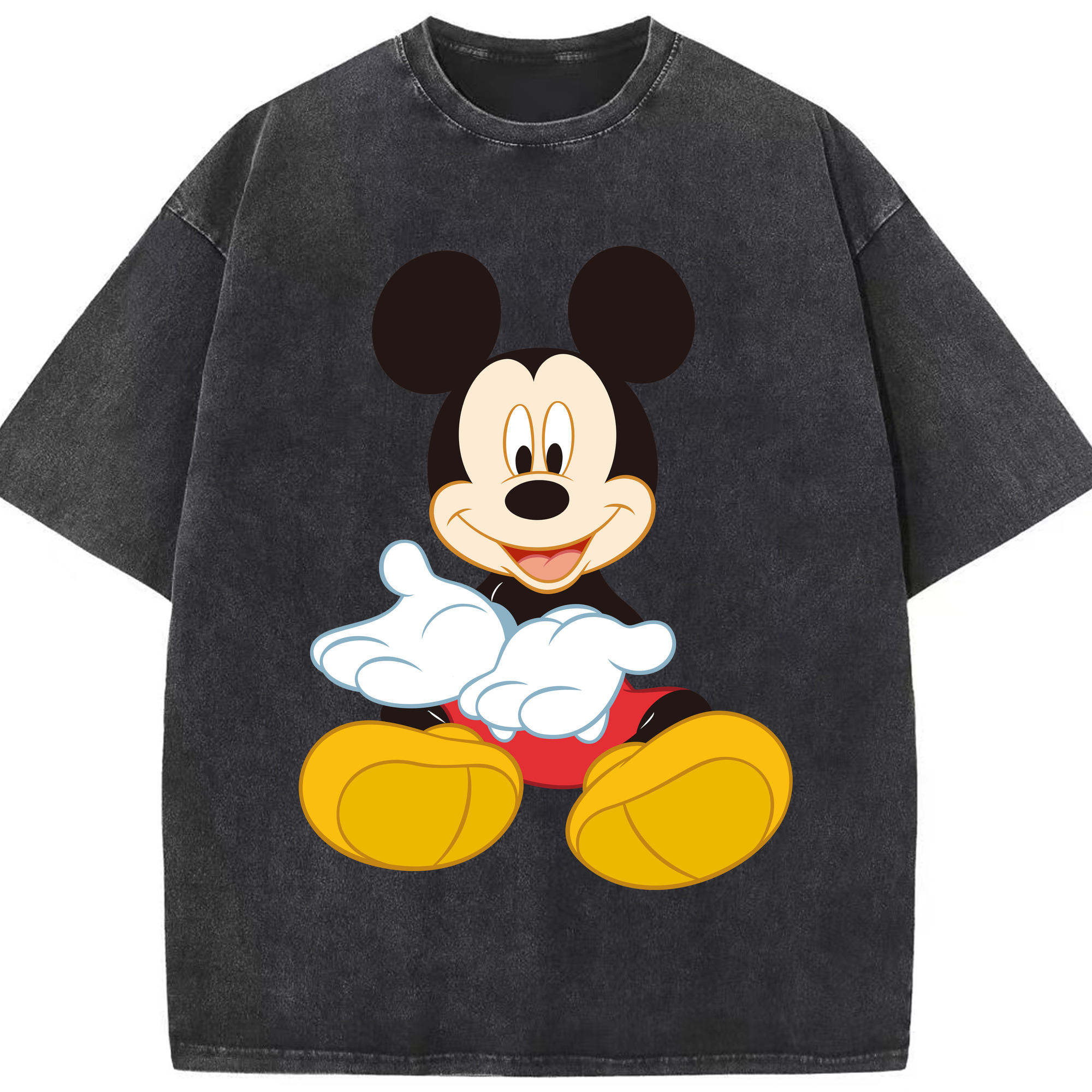 （画像用） ミッキーマウス Mickey Mouse 綿100% ヴィンテージ風 半袖Tシャツ（フロントプリント）