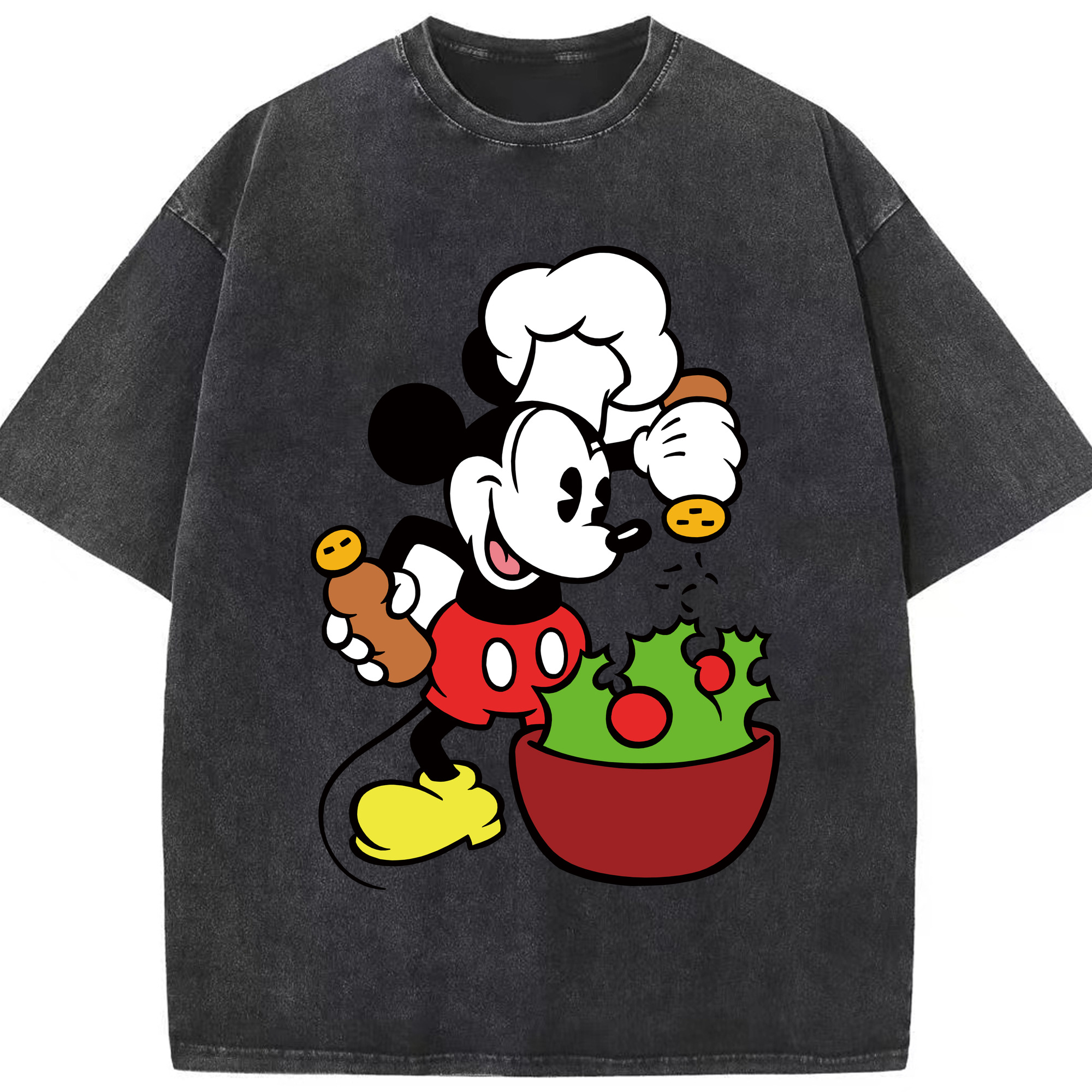 （画像用） ミッキーマウス Mickey Mouse 綿100% ヴィンテージ風 半袖Tシャツ（フロントプリント）