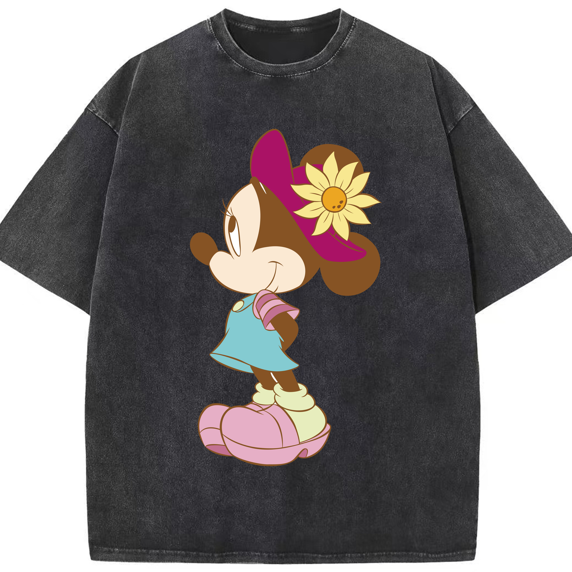 （画像用） ミッキーマウス Mickey Mouse 綿100% ヴィンテージ風 半袖Tシャツ（フロントプリント）