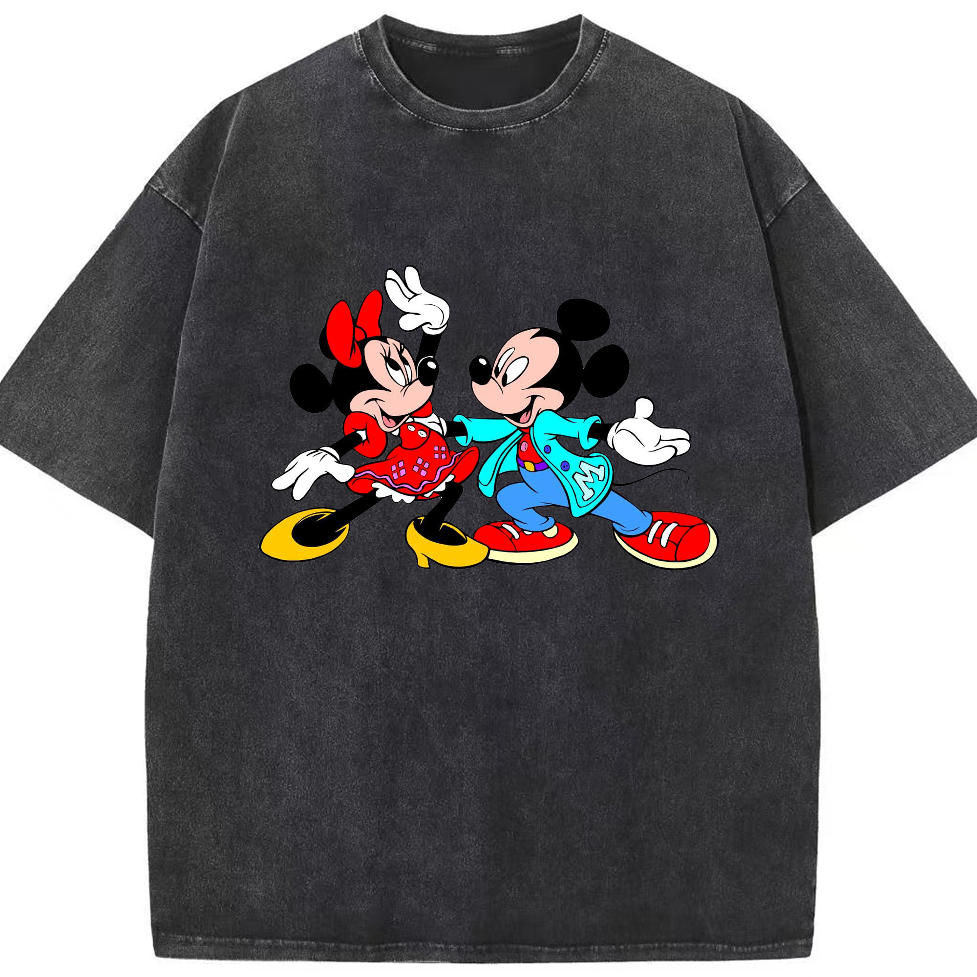（画像用） ミッキーマウス Mickey Mouse 綿100% ヴィンテージ風 半袖Tシャツ（フロントプリント）