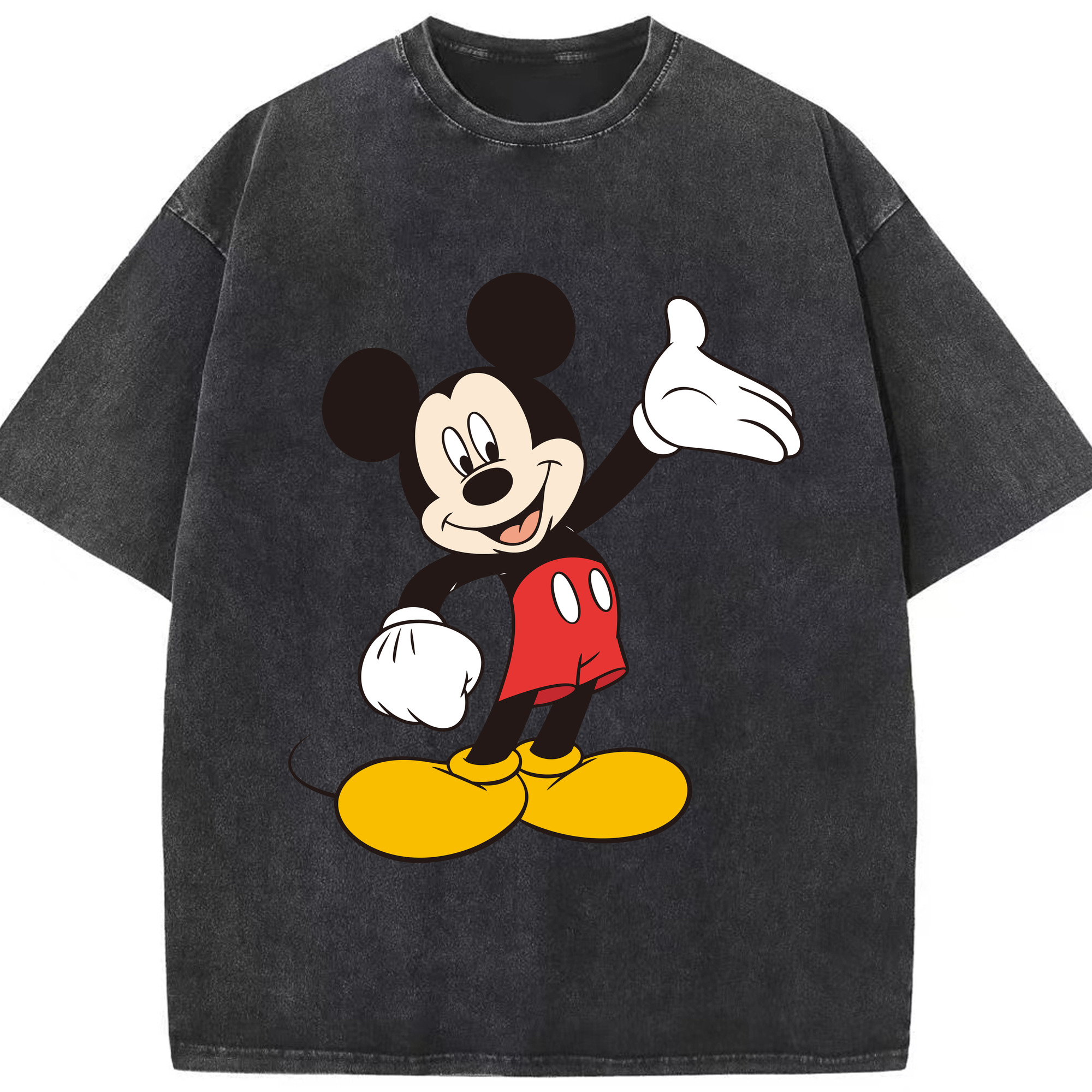 （画像用） ミッキーマウス Mickey Mouse 綿100% ヴィンテージ風 半袖Tシャツ（フロントプリント）