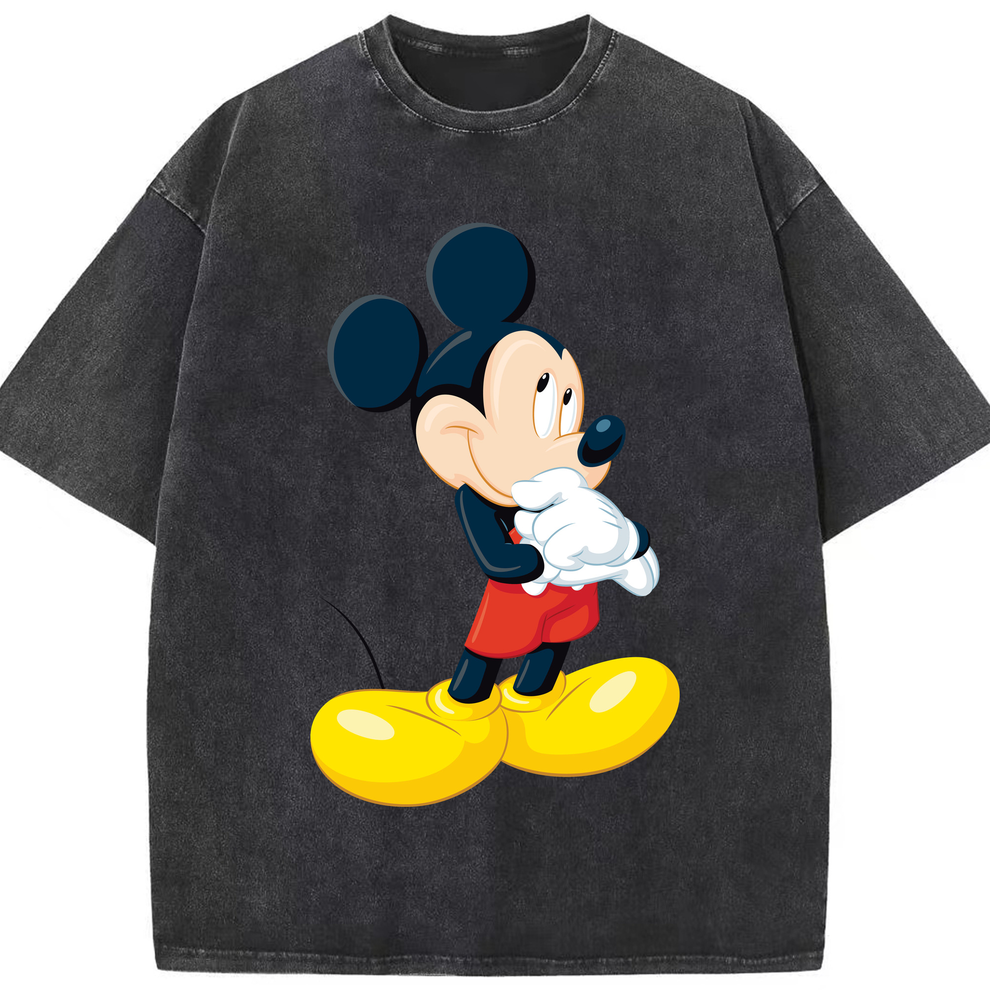 （画像用） ミッキーマウス Mickey Mouse 綿100% ヴィンテージ風 半袖Tシャツ（フロントプリント）
