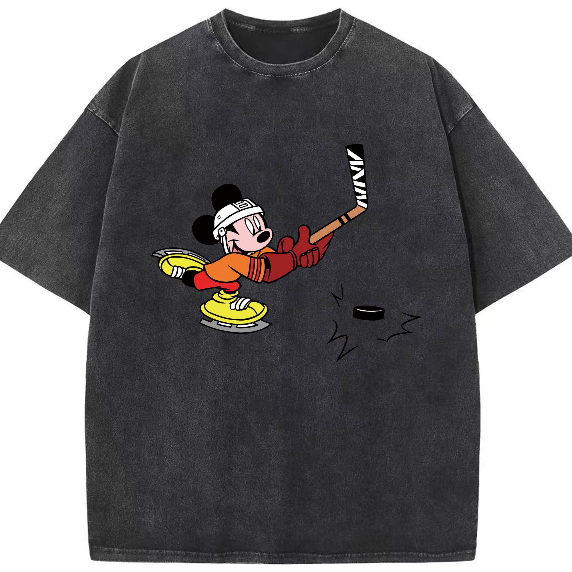 （画像用） ミッキーマウス Mickey Mouse 綿100% ヴィンテージ風 半袖Tシャツ（フロントプリント）