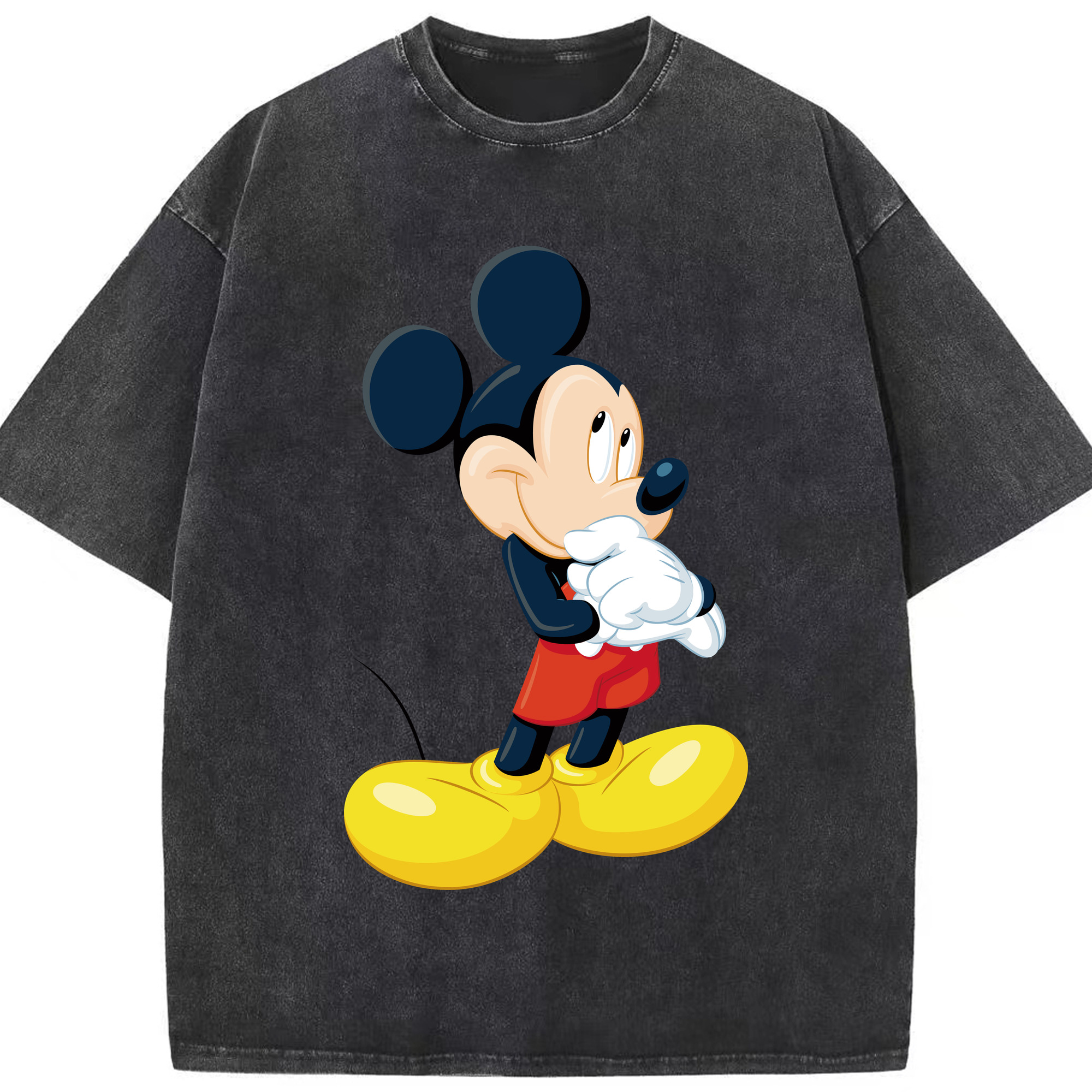 （画像用） ミッキーマウス Mickey Mouse 綿100% ヴィンテージ風 半袖Tシャツ（フロントプリント）