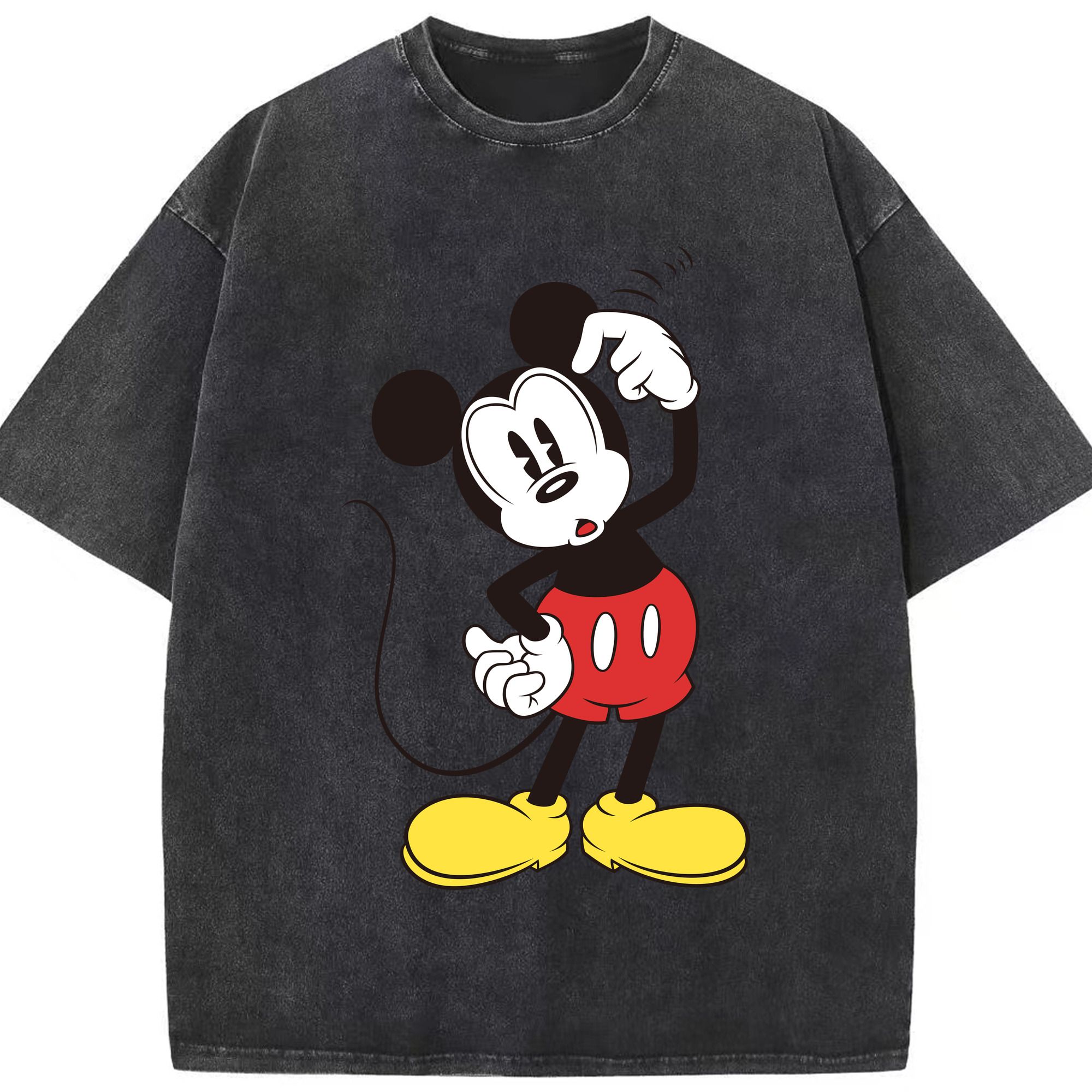 （画像用） ミッキーマウス Mickey Mouse 綿100% ヴィンテージ風 半袖Tシャツ（フロントプリント）