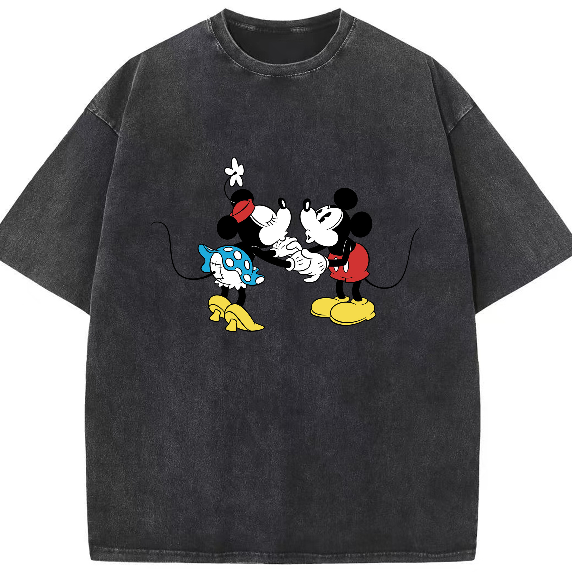 （画像用） ミッキーマウス Mickey Mouse 綿100% ヴィンテージ風 半袖Tシャツ（フロントプリント）