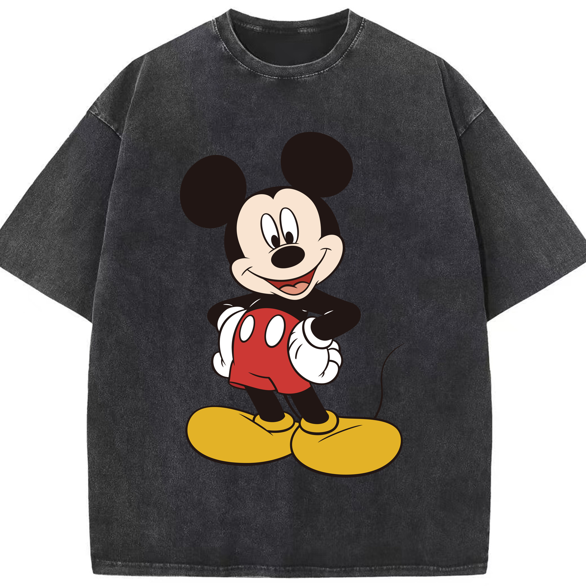 （画像用） ミッキーマウス Mickey Mouse 綿100% ヴィンテージ風 半袖Tシャツ（フロントプリント）
